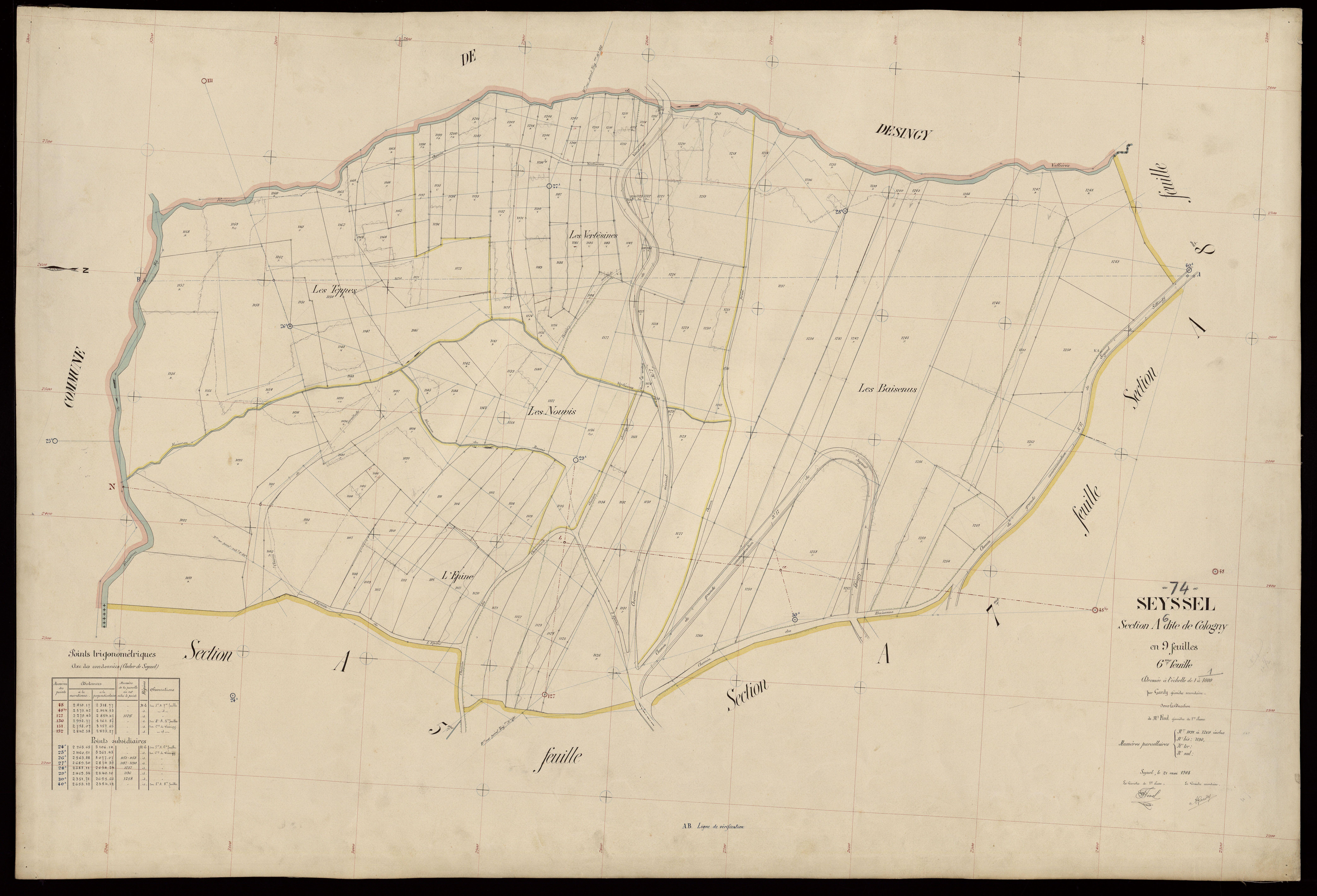 3 P 3 8246 - Feuille n° 7, parcelles n° 1261 à 1511 - 21 mai 1908