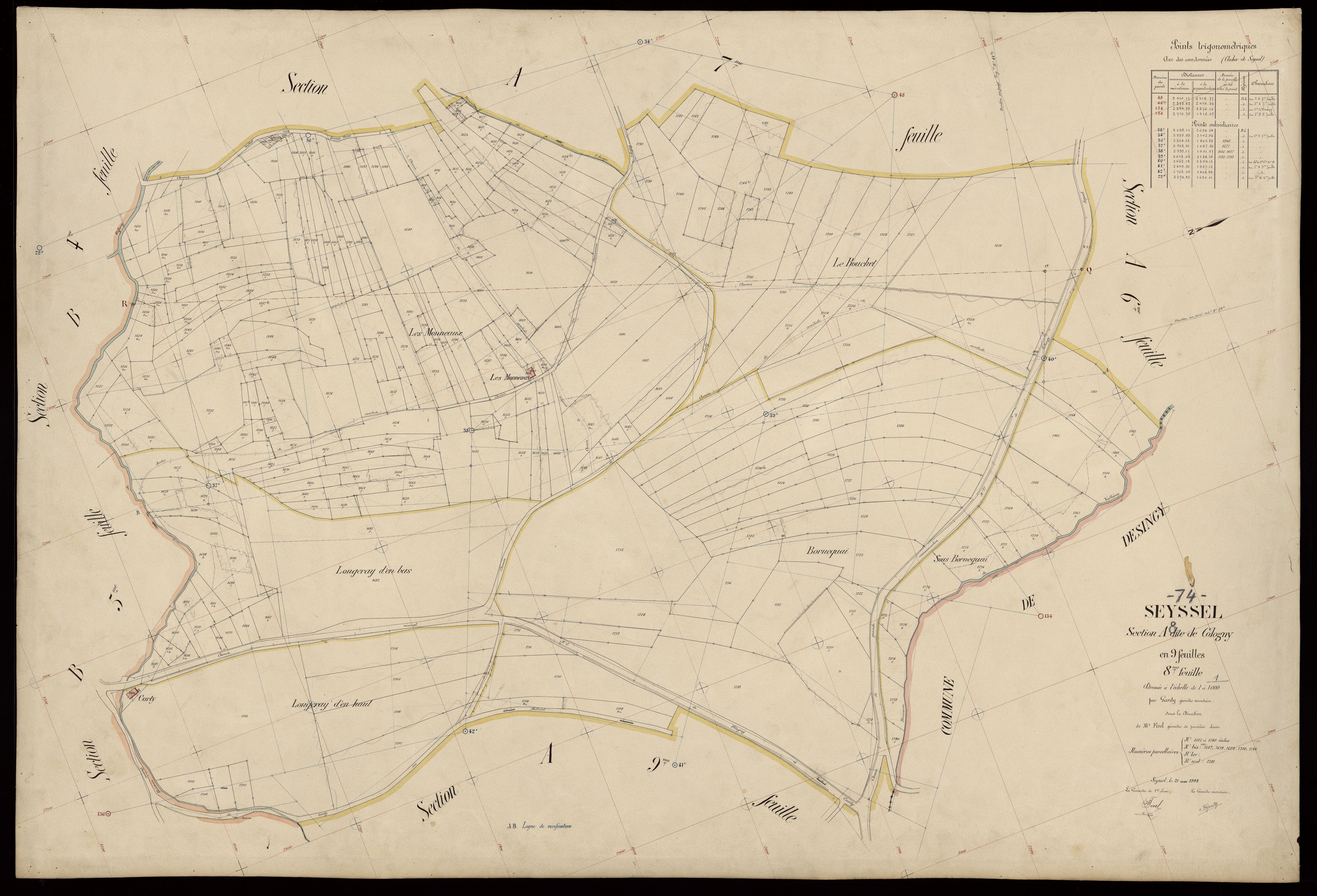 3 P 3 8248 - Feuille n° 9, parcelles n° 1781 à 1961 - 21 mai 1908
