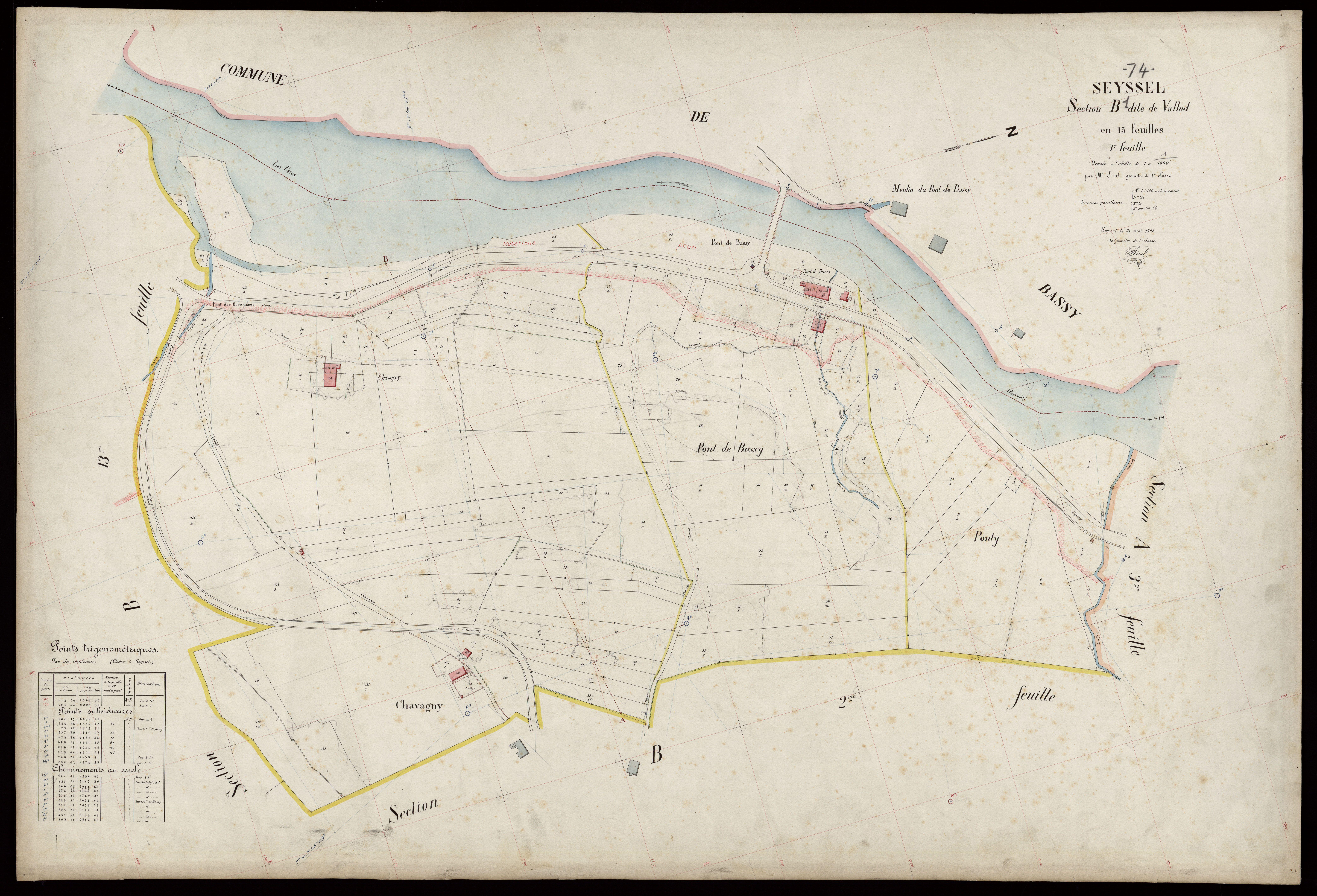 3 P 3 8250 - Feuille n° 2, parcelles n° 141 à 275 - 21 mai 1908