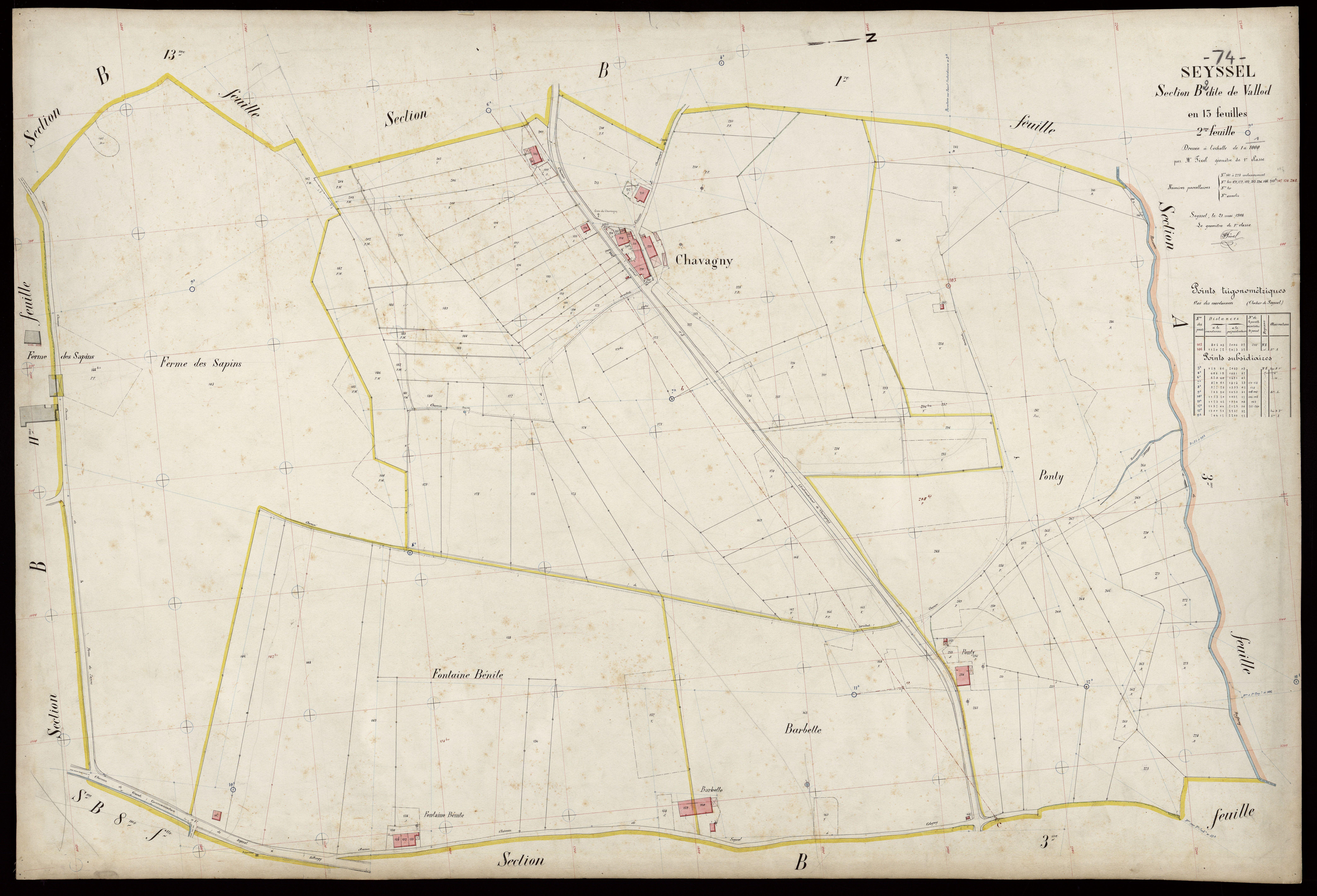 3 P 3 8251 - Feuille n° 3, parcelles n° 276 à 412 - 21 mai 1908