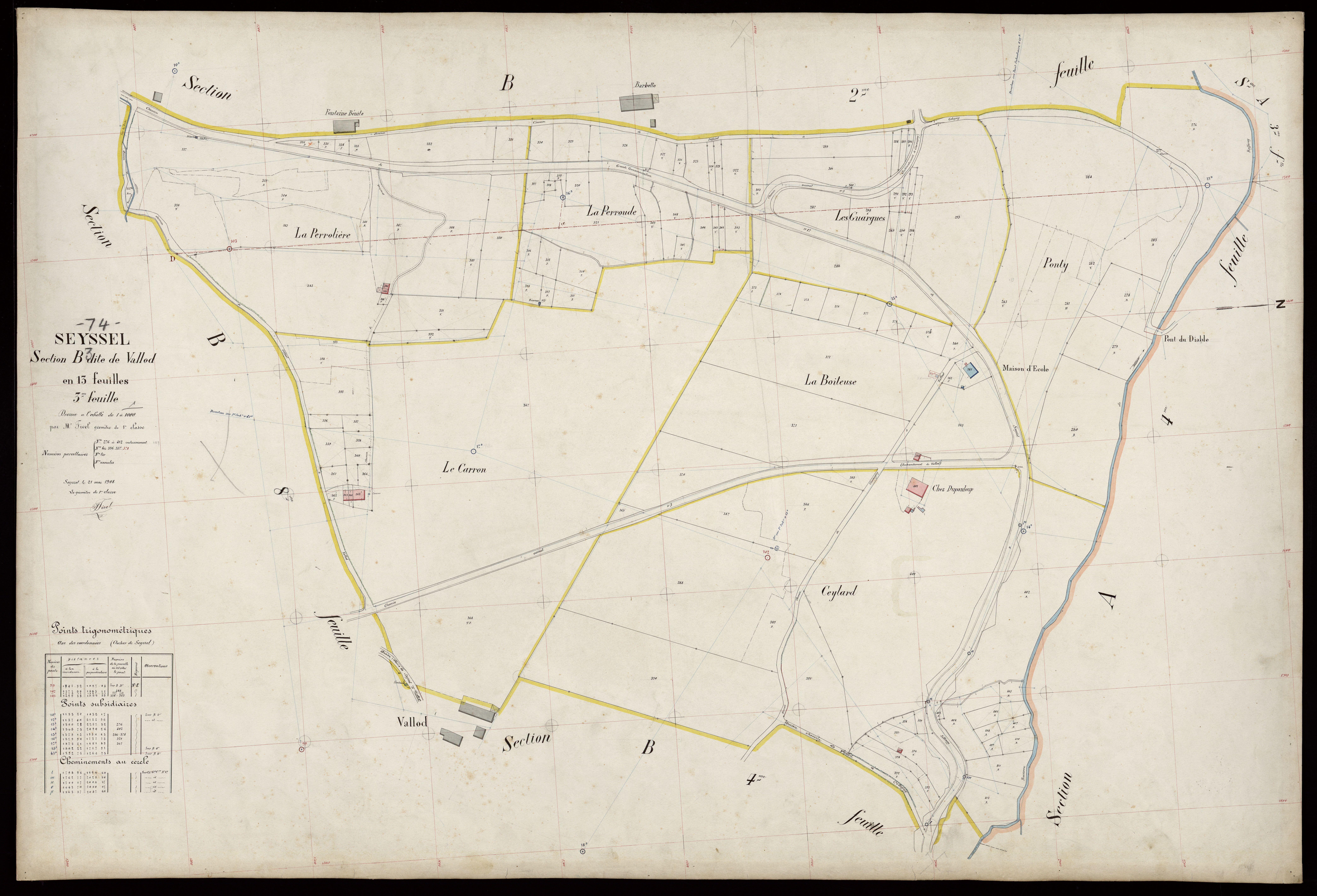 3 P 3 8252 - Feuille n° 4, parcelles n° 413 à 780 - 21 mai 1908
