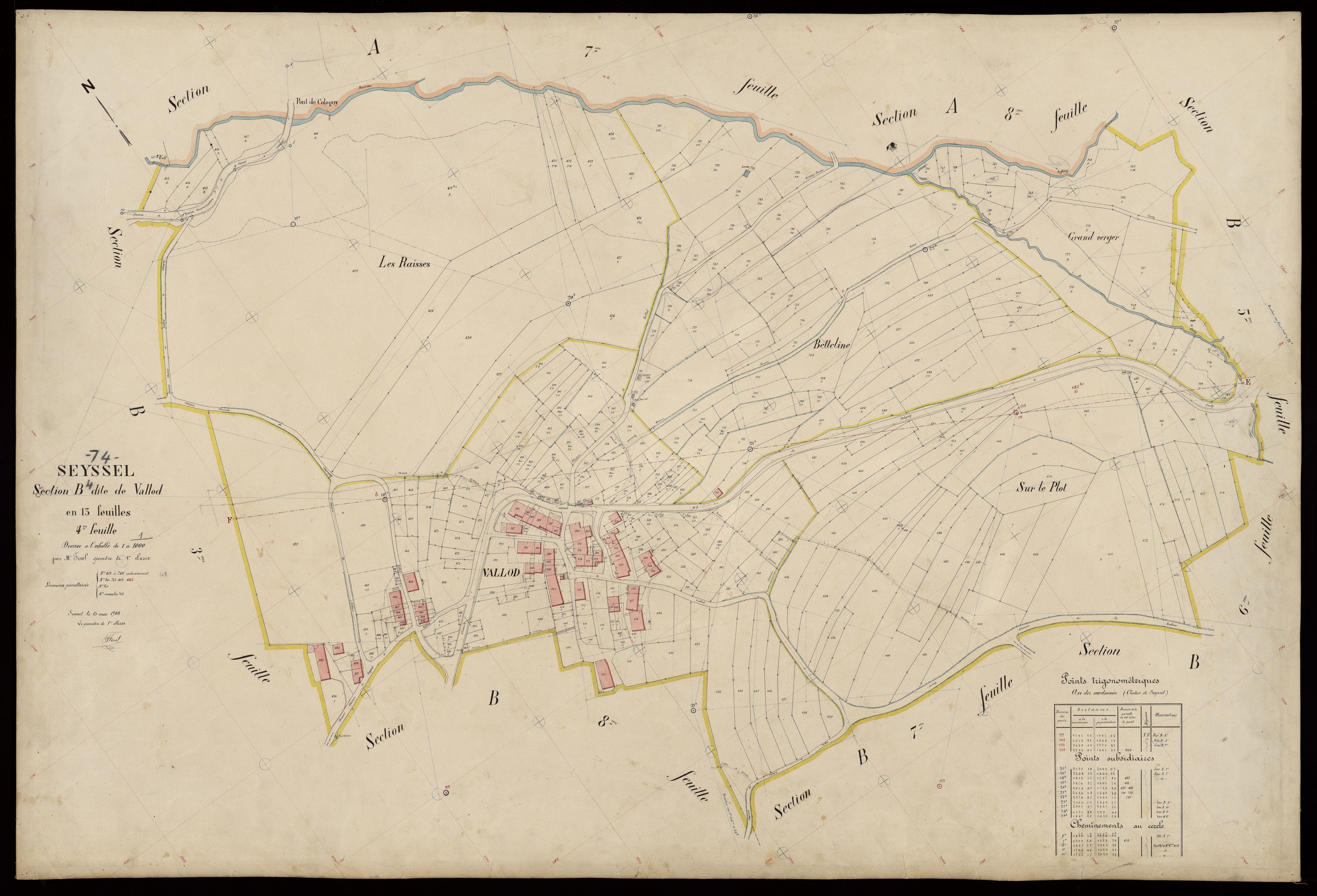 3 P 3 8253 - Feuille n° 5, parcelles n° 781 à 1064 - 21 mai 1908