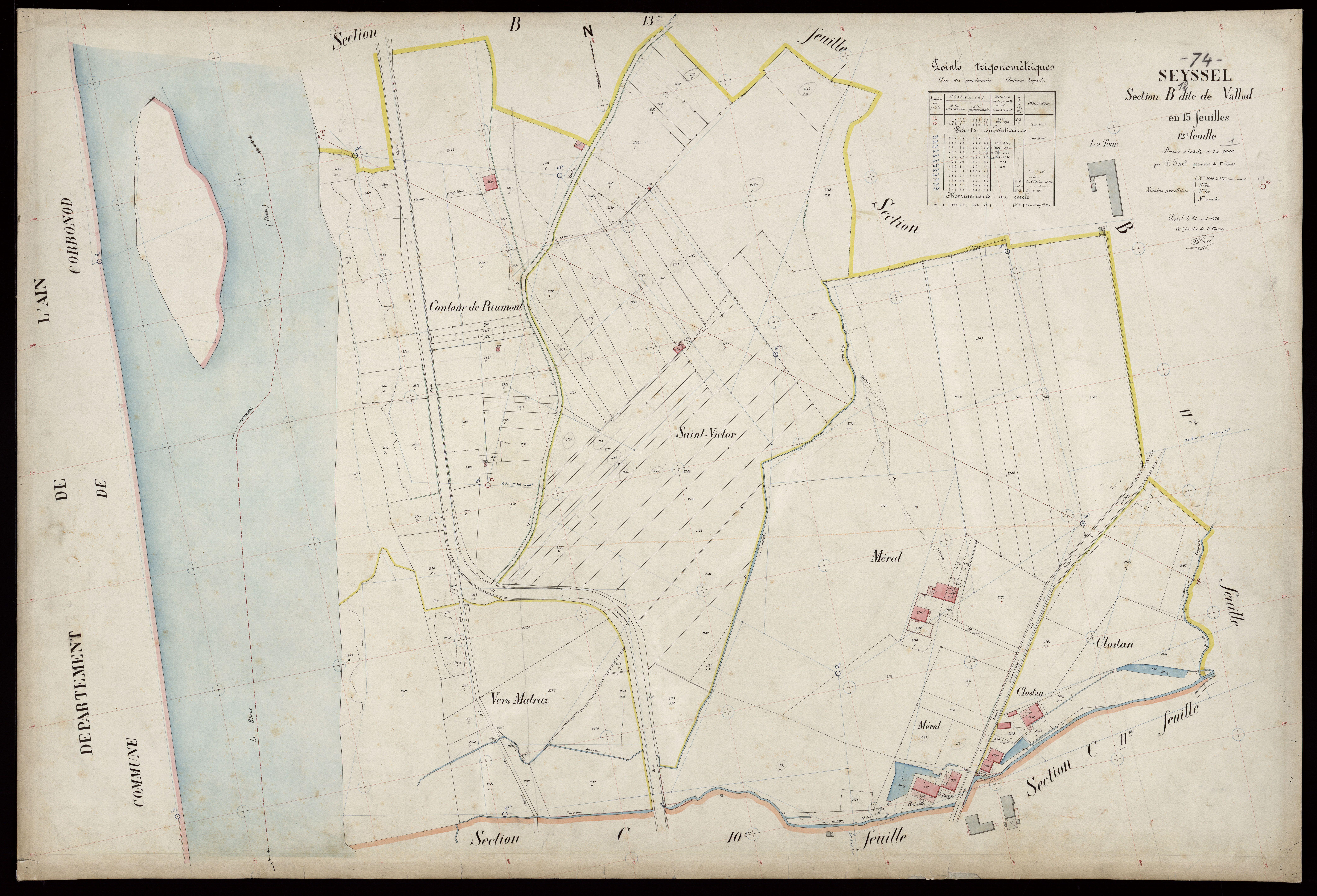 3 P 3 8261 - Feuille n° 13, parcelles n° 2843 à 2897 - 21 mai 1908