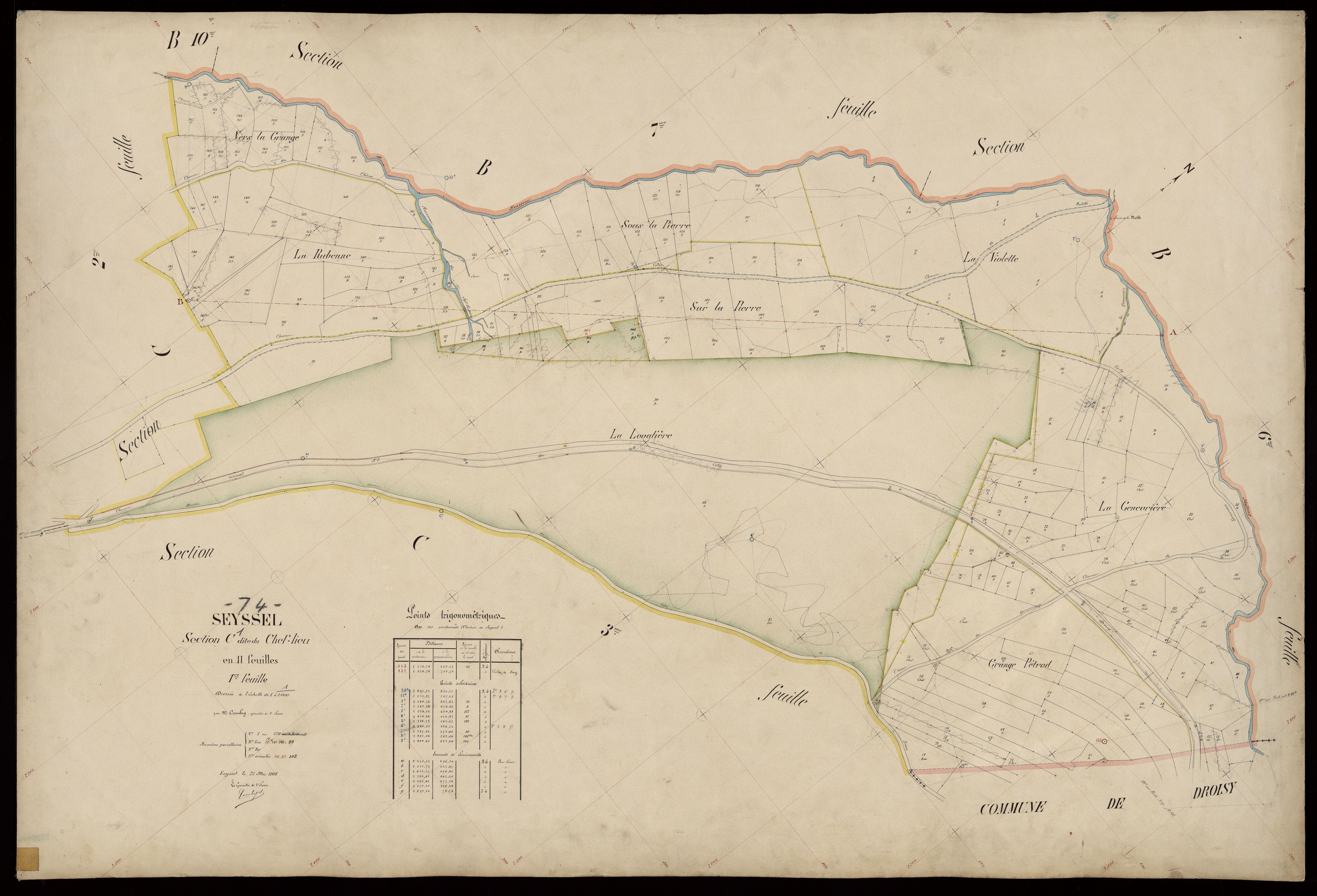3 P 3 8263 - Feuille n° 2, parcelles n° 171 à 1059 - 25 mai 1908