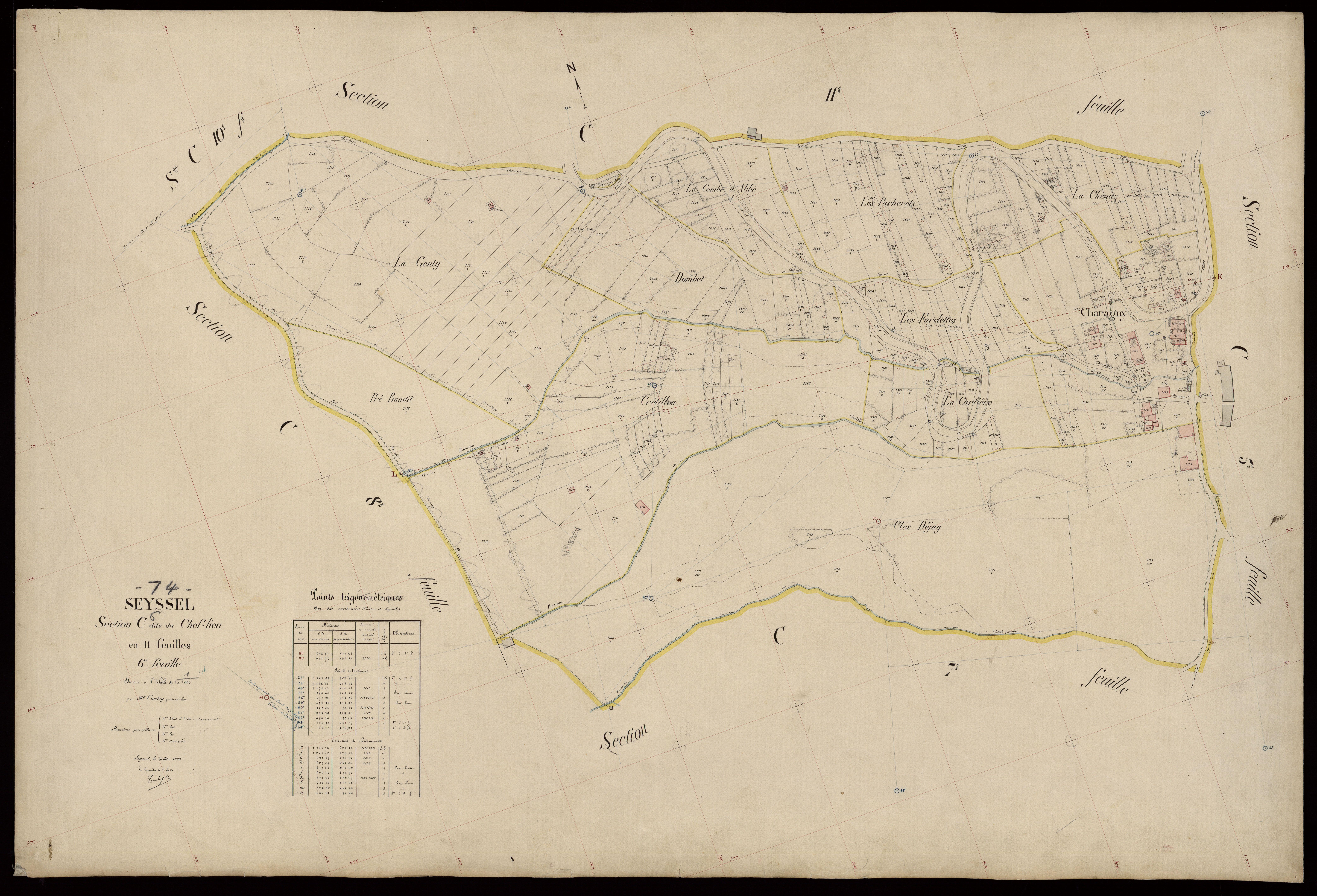 3 P 3 8268 - Feuille n° 7, parcelles n° 2797 à 3156 - 25 mai 1908