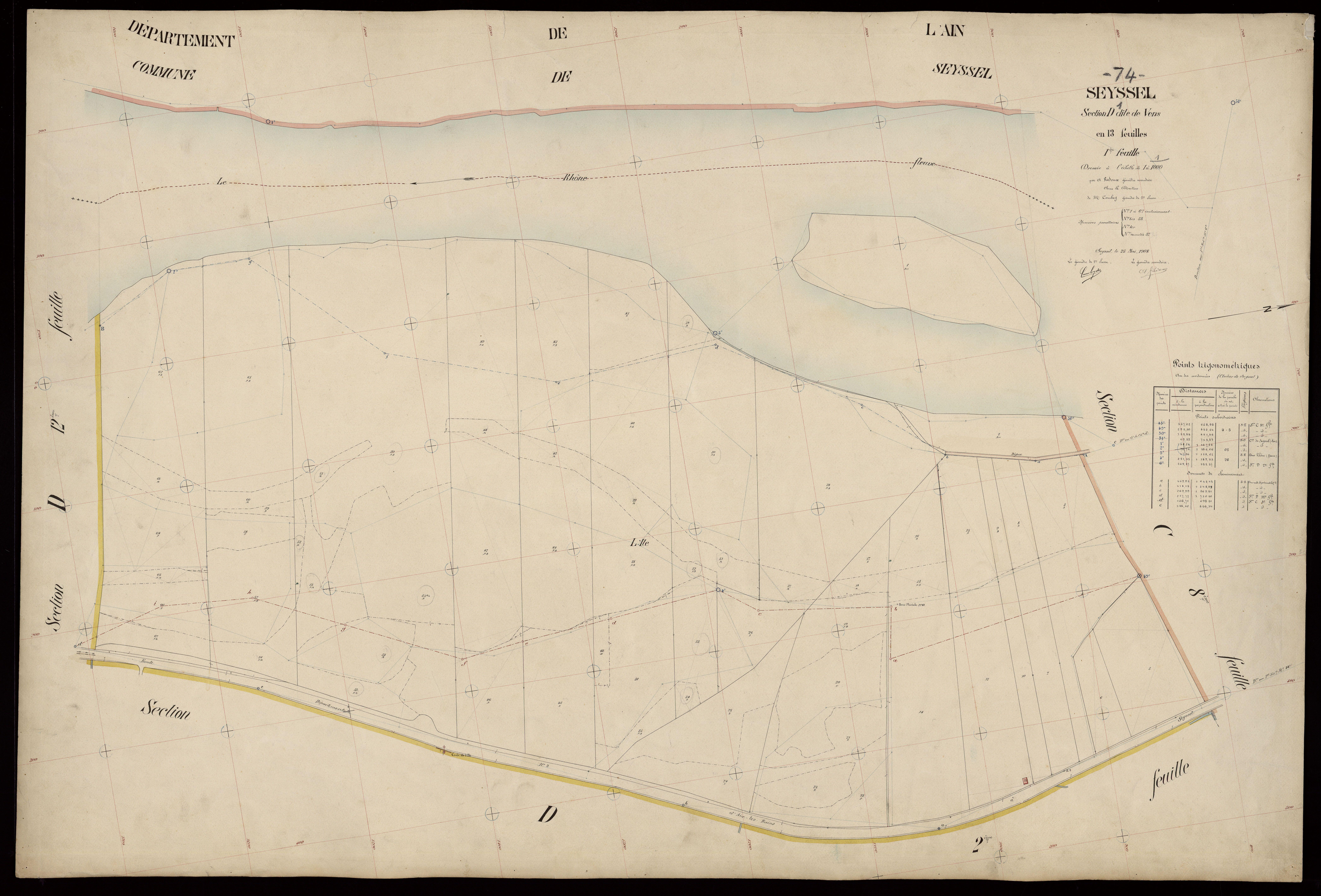 3 P 3 8274 - Feuille n° 2, parcelles n° 68 à 336 - 25 mai 1908