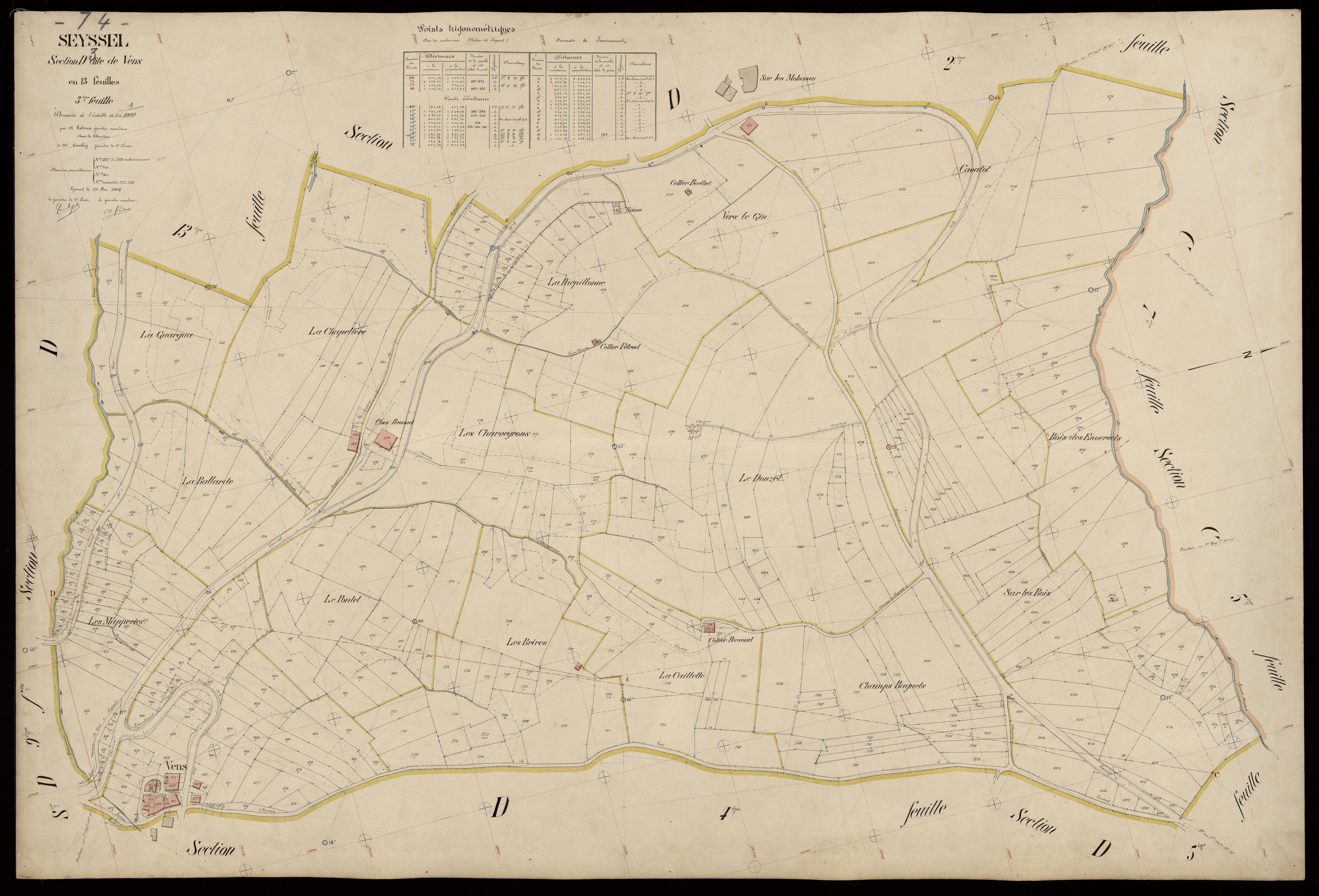 3 P 3 8276 - Feuille n° 4, parcelles n° 770 à 1080 - 25 mai 1908