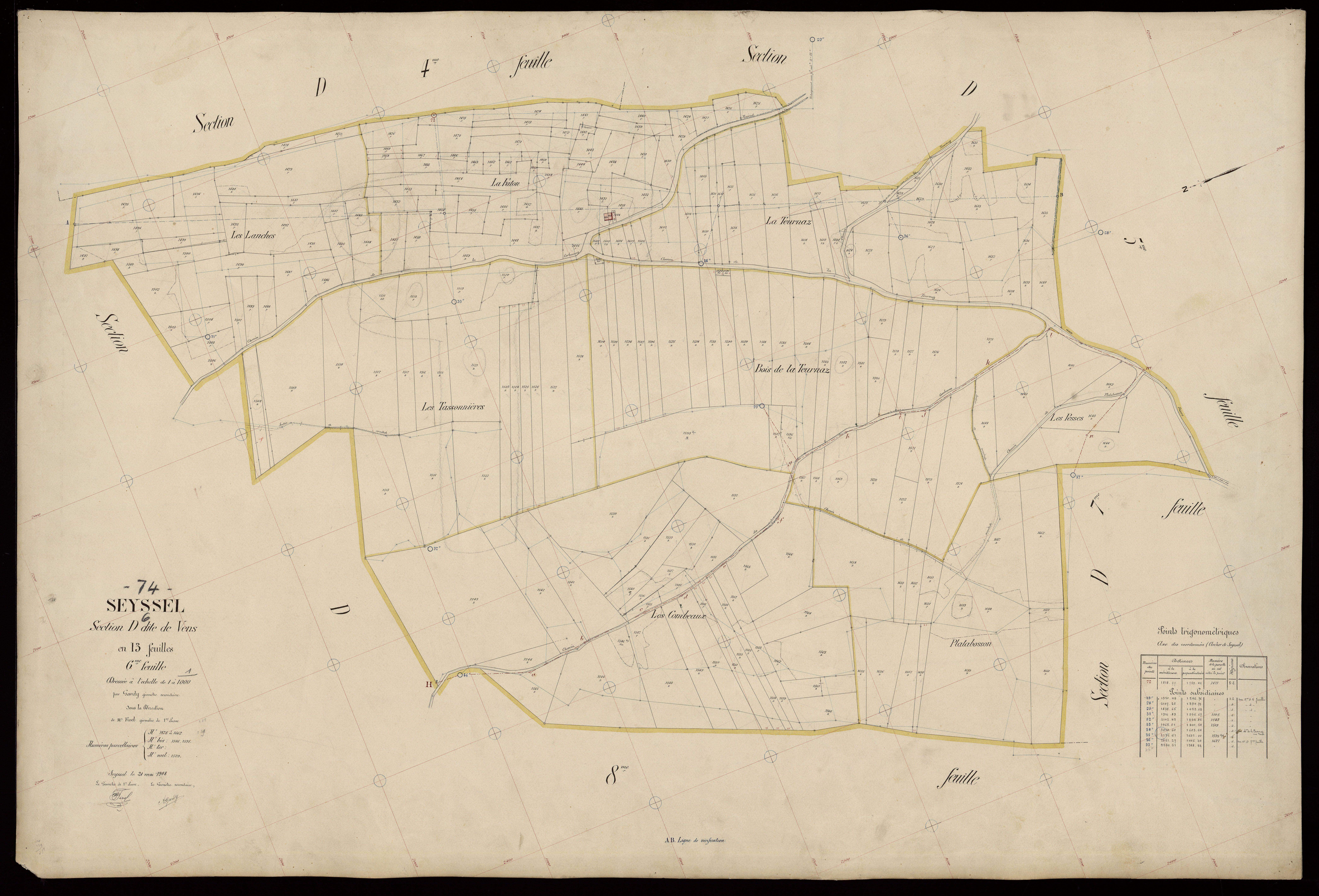3 P 3 8279 - Feuille n° 7, parcelles n° 1663 à 1784bis - 21 mai 1908