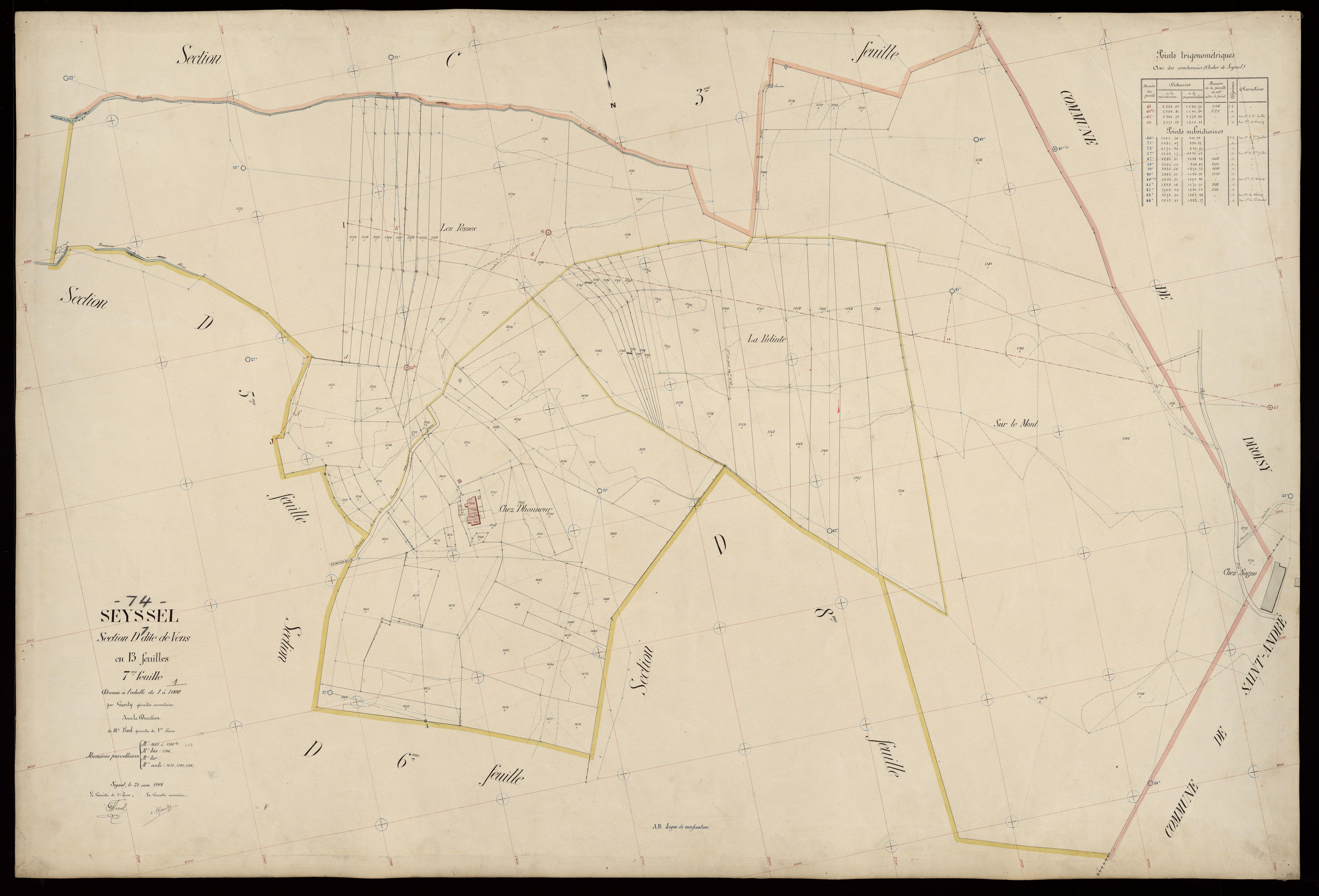 3 P 3 8280 - Feuille n° 8, parcelles n° 1785 à 1839 - 25 mai 1908
