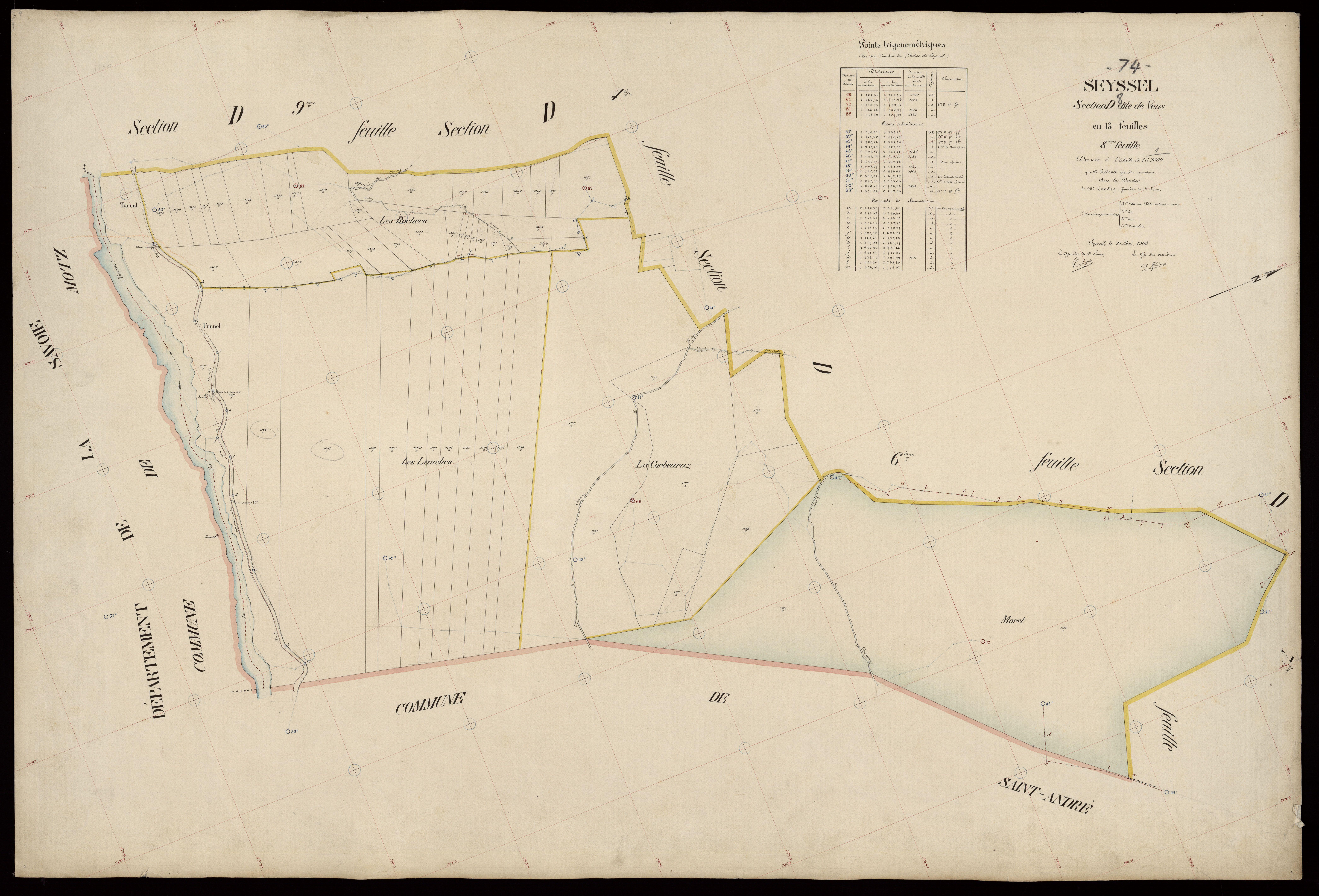 3 P 3 8281 - Feuille n° 9, parcelles n° 1840 à 2096 - 25 mai 1908