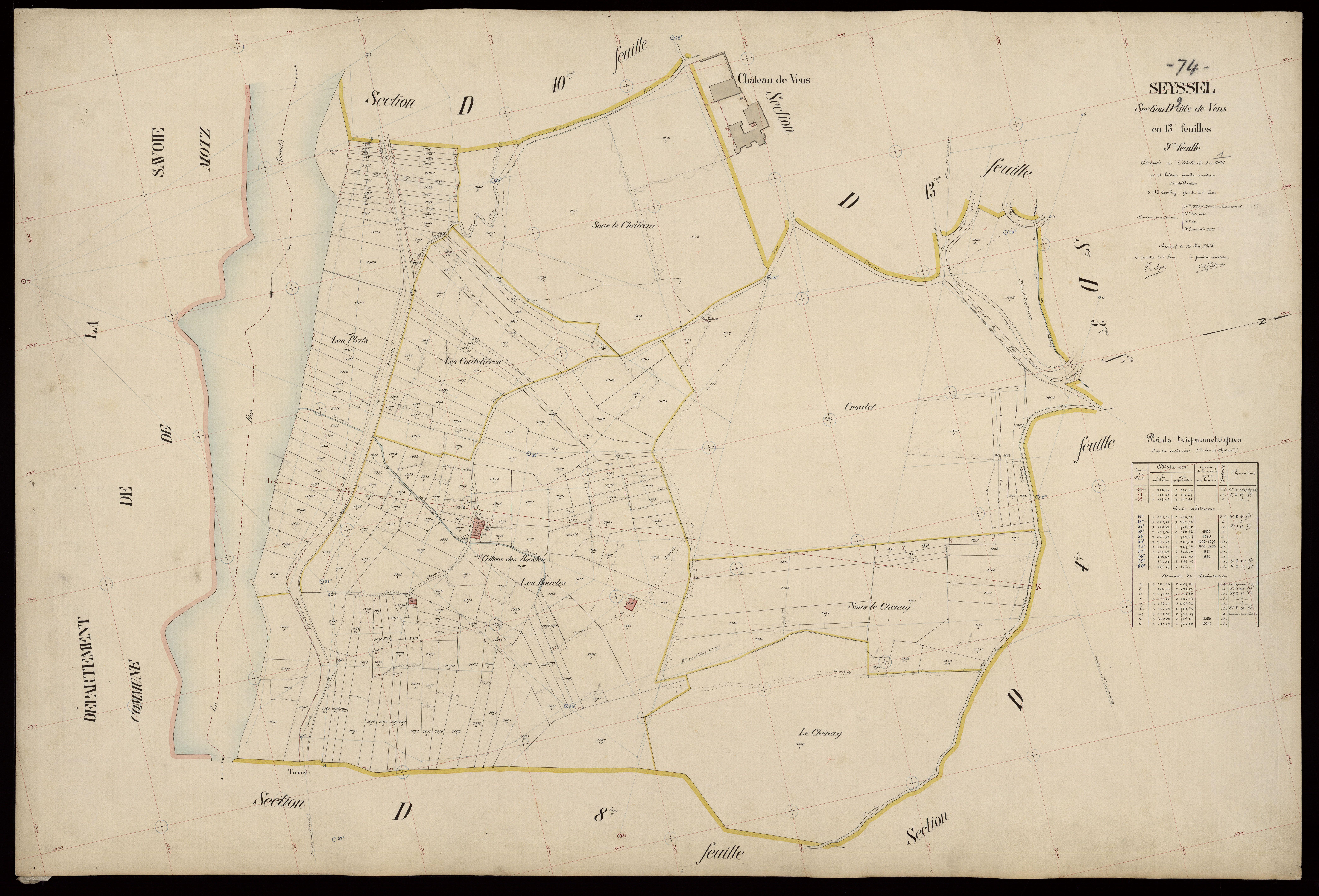 3 P 3 8282 - Feuille n° 10, parcelles n° 2097 à 2250 - 25 mai 1908