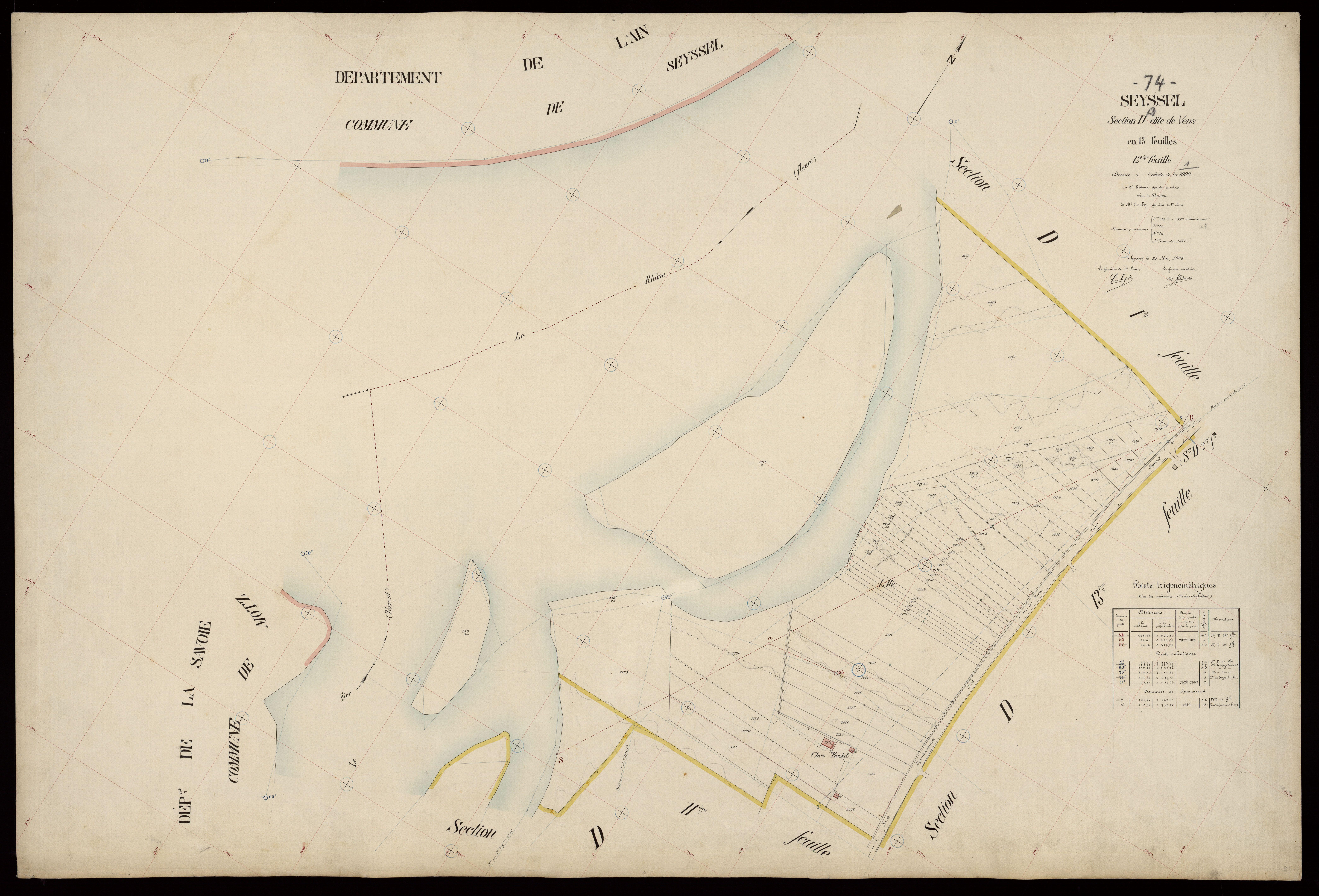 3 P 3 8285 - Feuille n° 13, parcelles n° 2444 à 3004 - 25 mai 1908