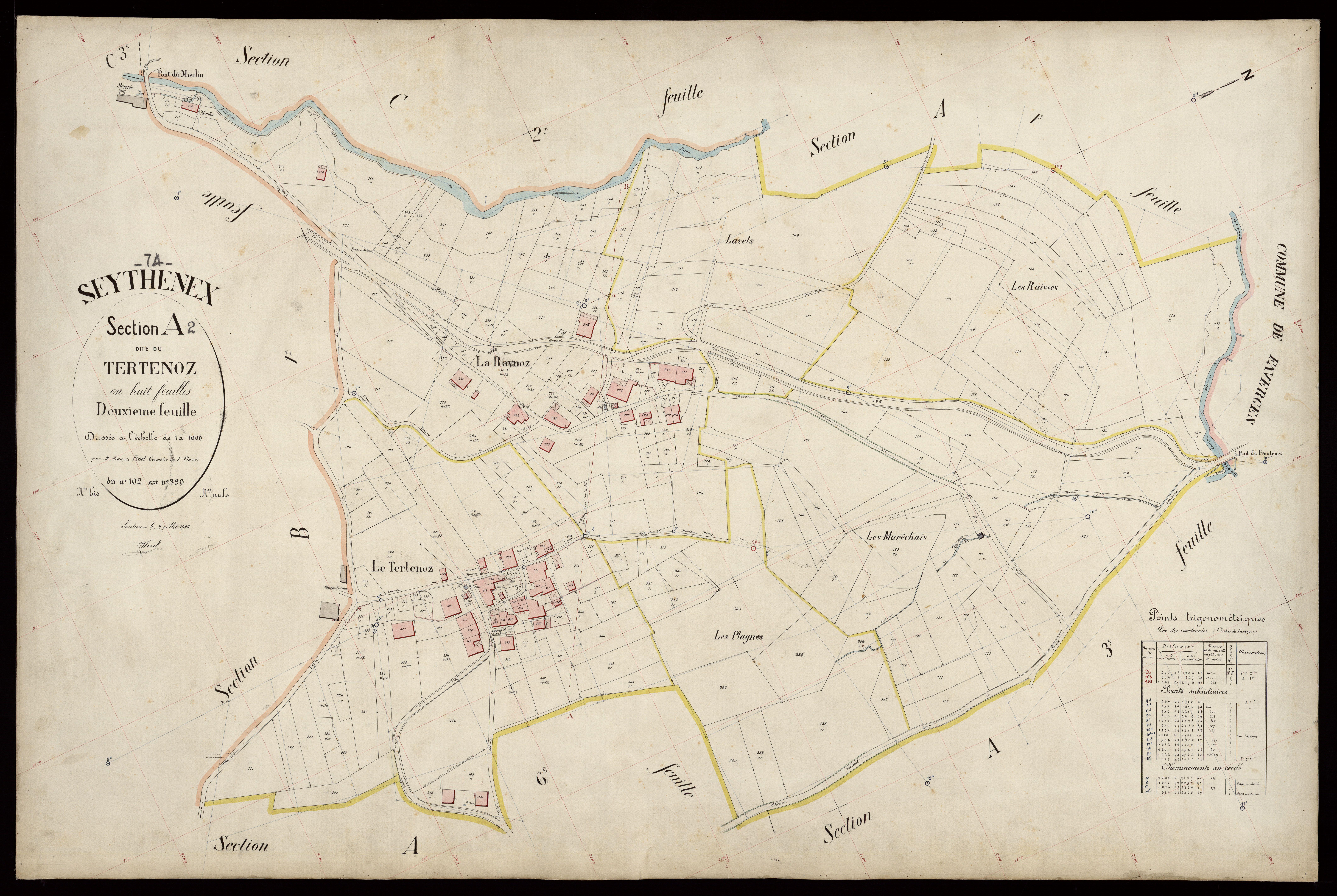 3 P 3 8290 - Feuille n° 3, parcelles n° 391 à 553 - 9 juillet 1906