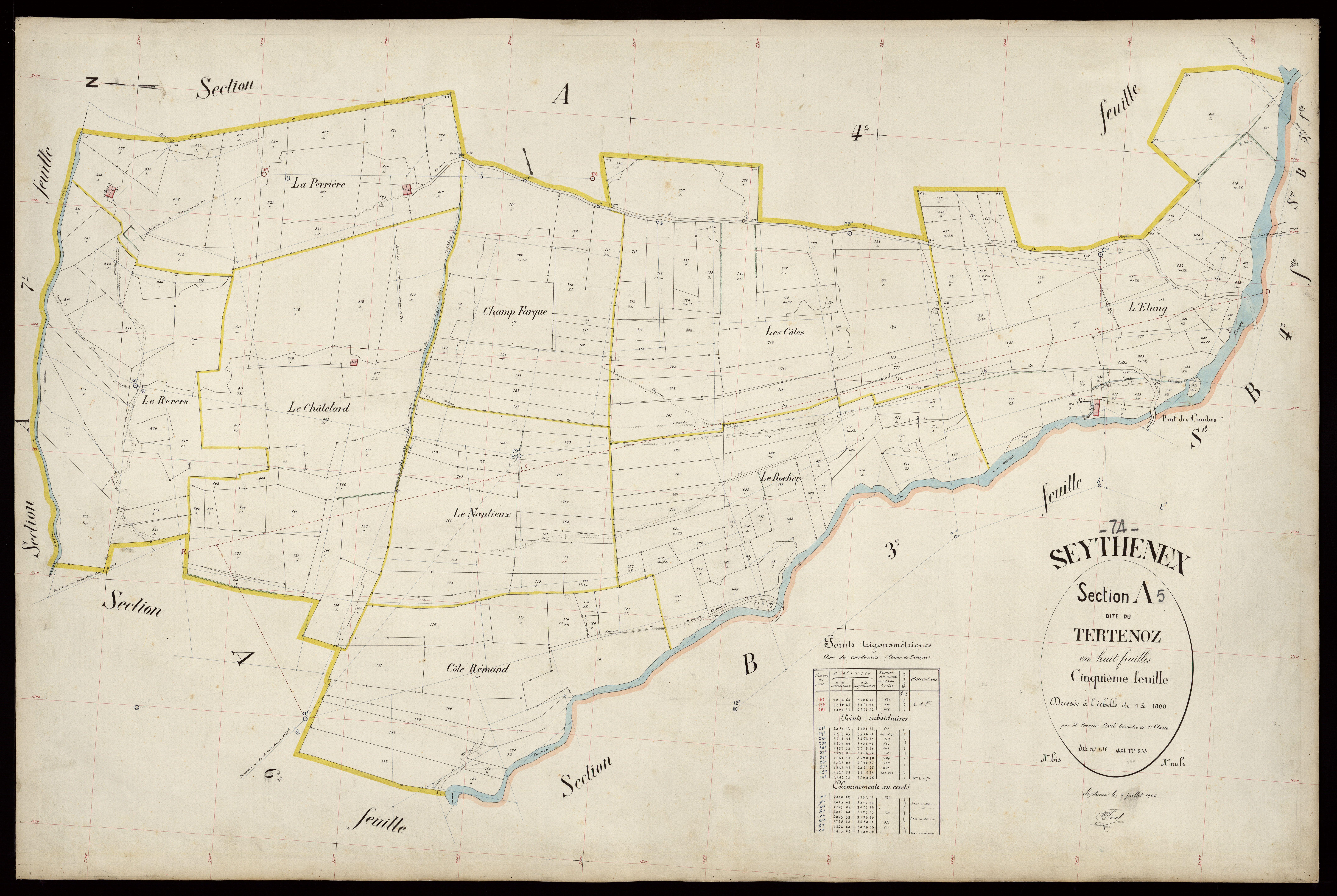 3 P 3 8293 - Feuille n° 6, parcelles n° 856 à 1039 - 9 juillet 1906