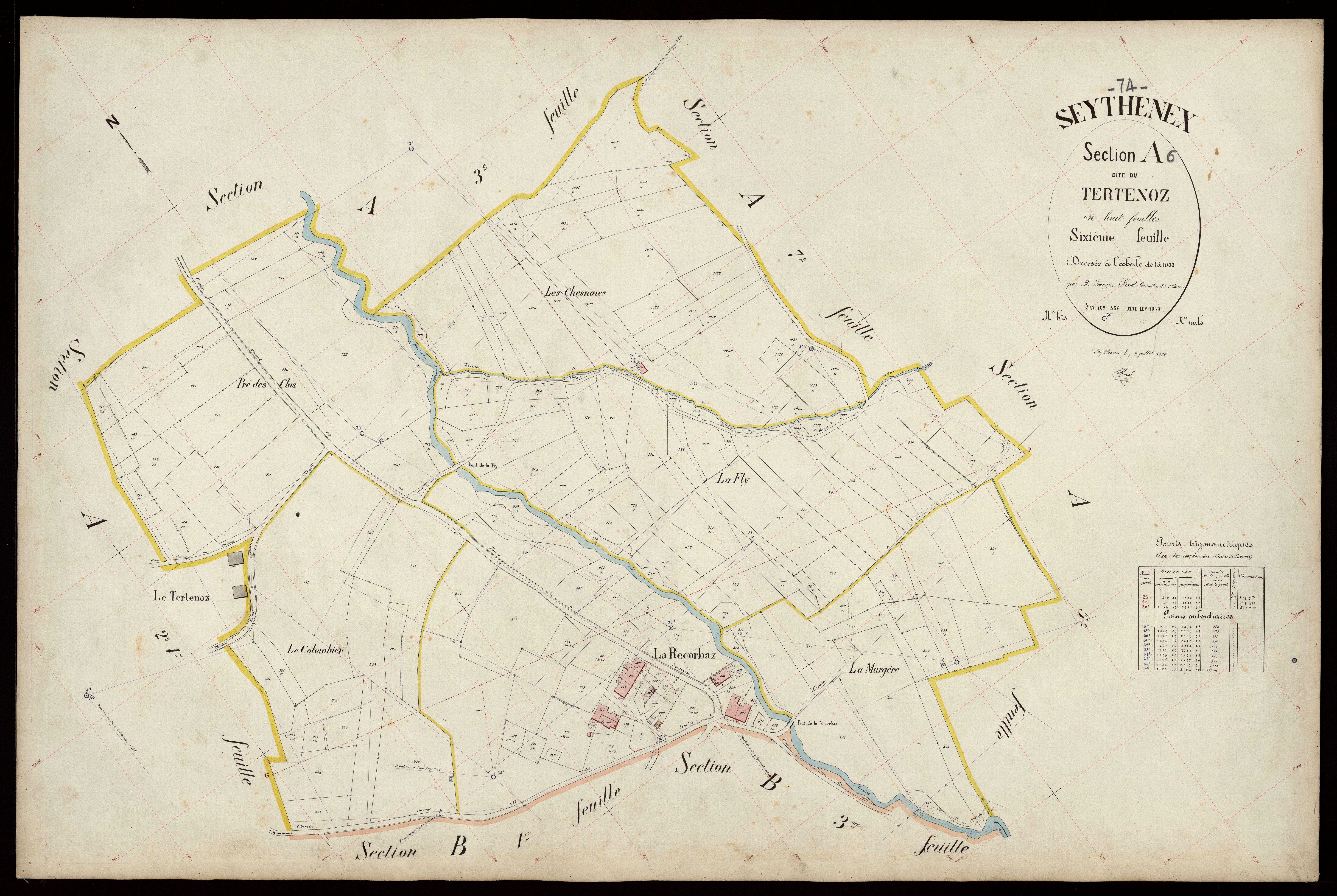 3 P 3 8294 - Feuille n° 7, parcelles n° 1040 à 1206 - 9 juillet 1906
