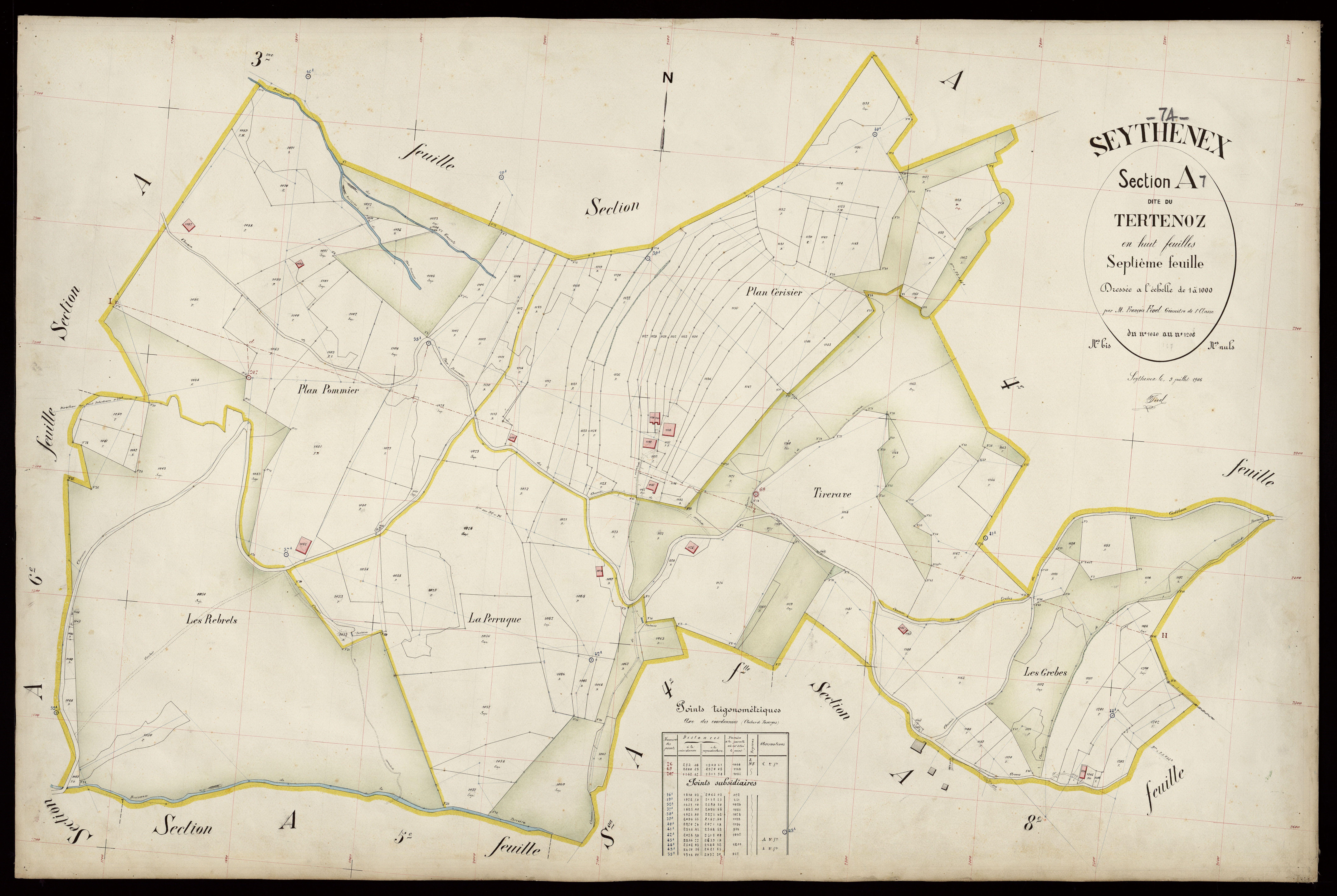 3 P 3 8295 - Feuille n° 8, parcelles n° 1207 à 1402 - 9 juillet 1906
