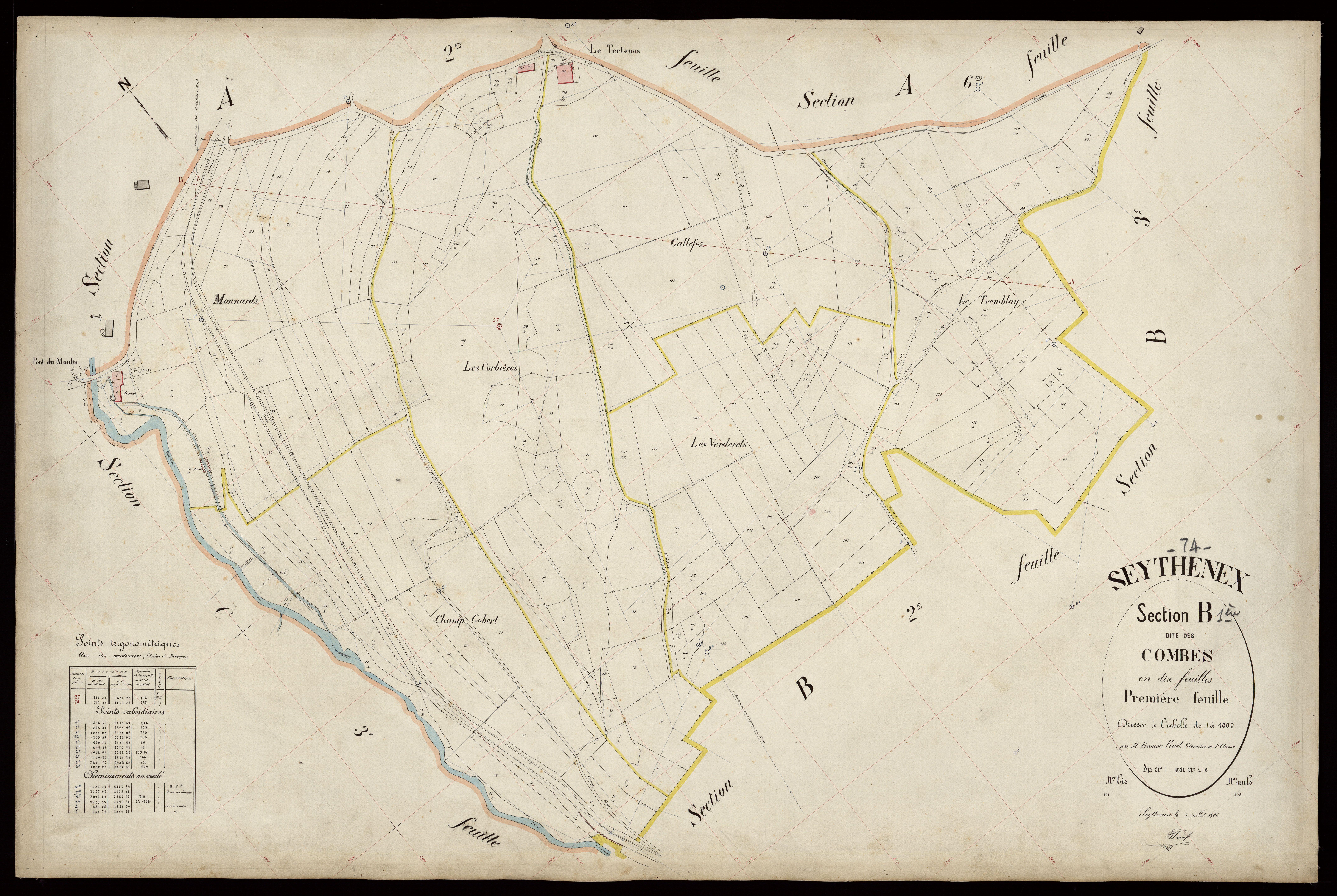 3 P 3 8297 - Feuille n° 2, parcelles n° 211 à 329 - 9 juillet 1906