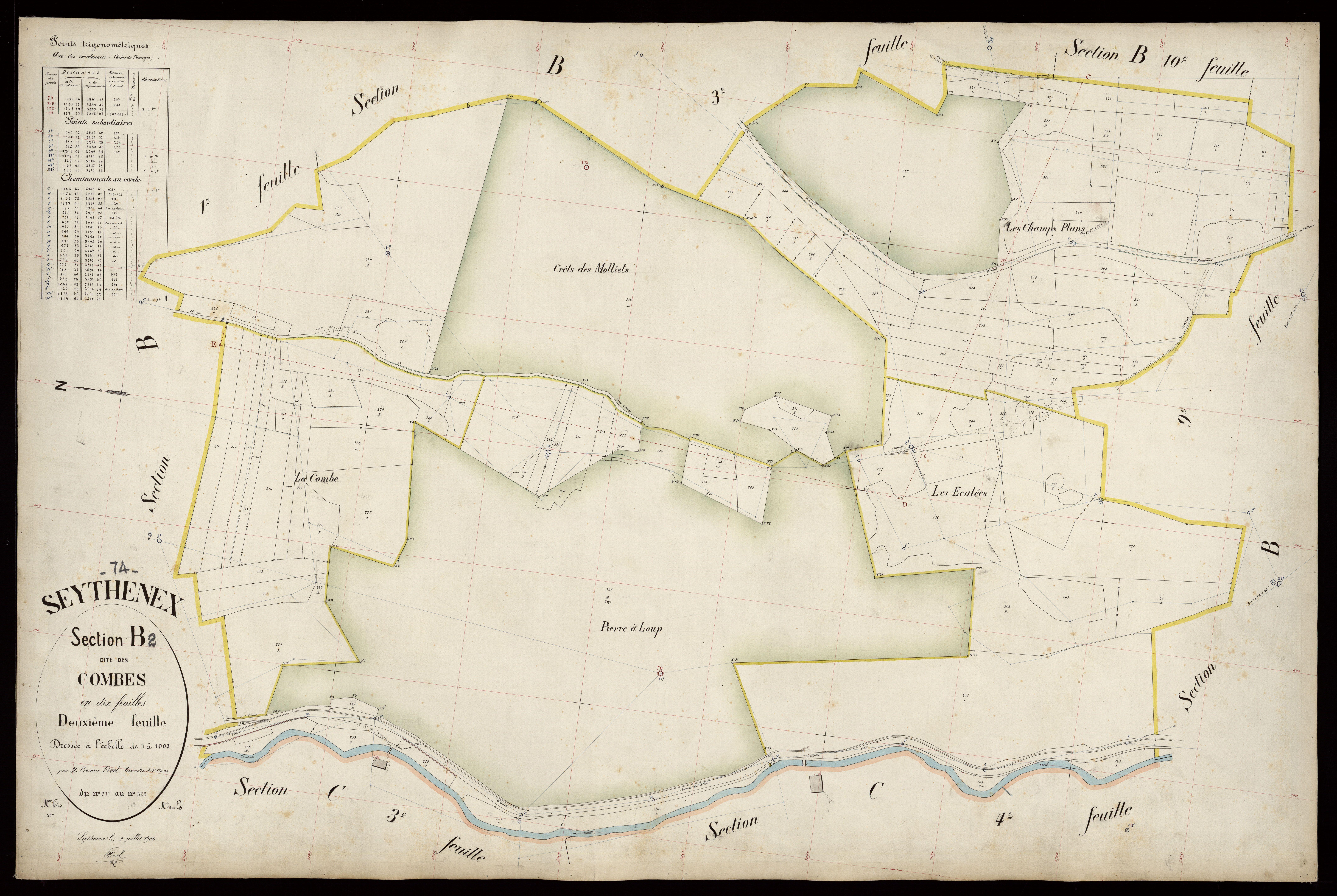 3 P 3 8298 - Feuille n° 3, parcelles n° 330 à 584 - 9 juillet 1906