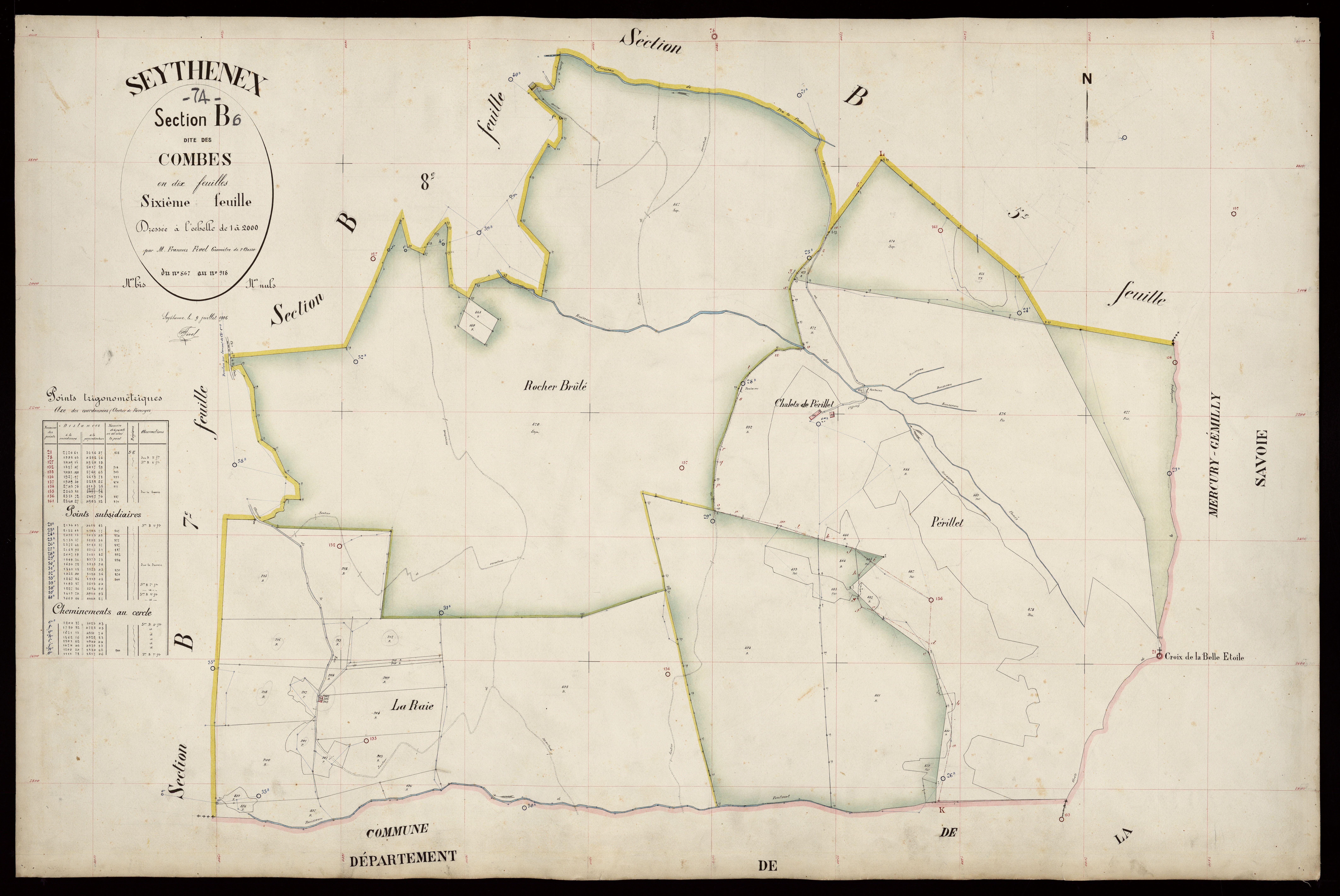 3 P 3 8302 - Feuille n° 7, parcelles n° 919 à 1066 - 9 juillet 1906