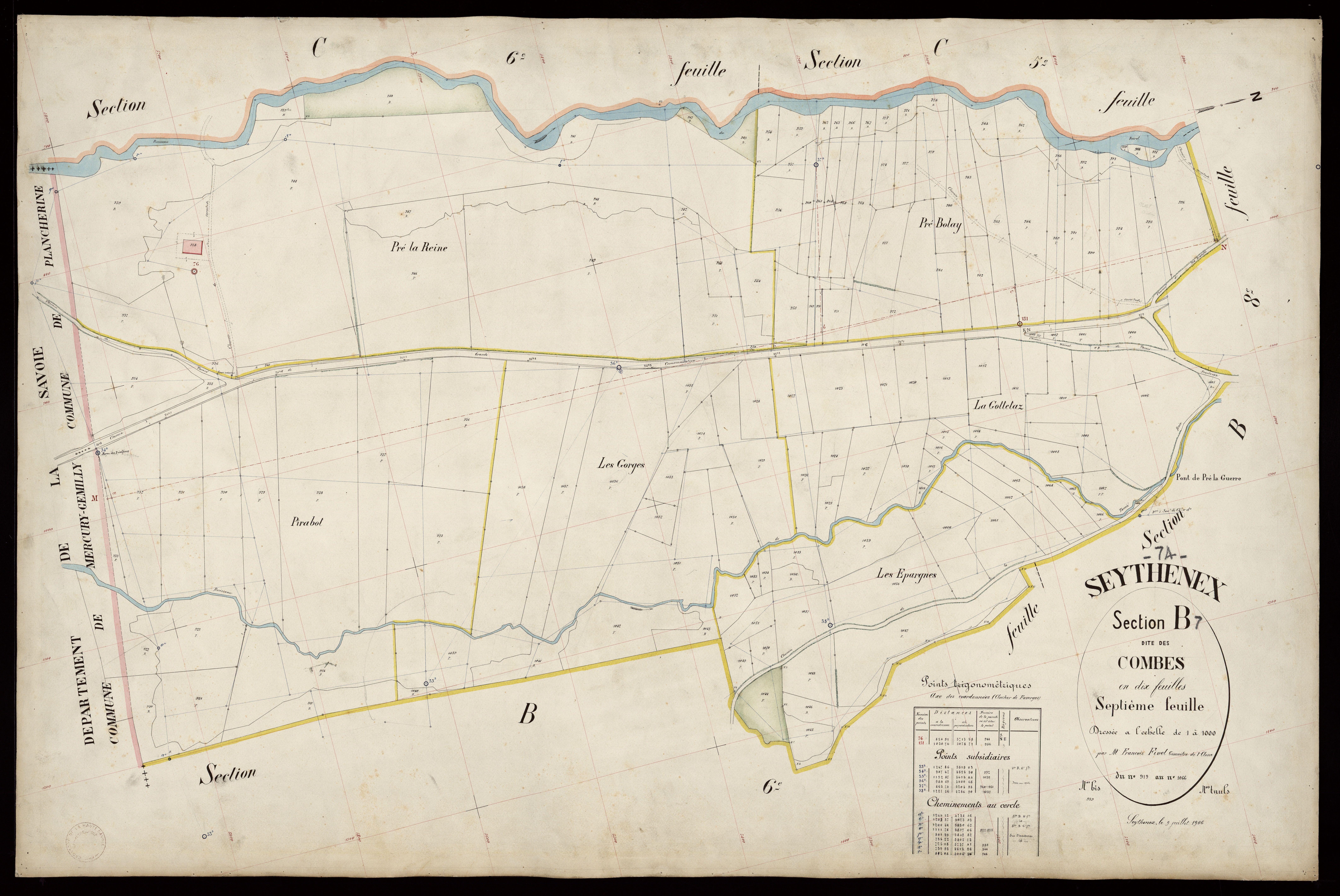 3 P 3 8303 - Feuille n° 8, parcelles n° 1067 à 1221 - 9 juillet 1906