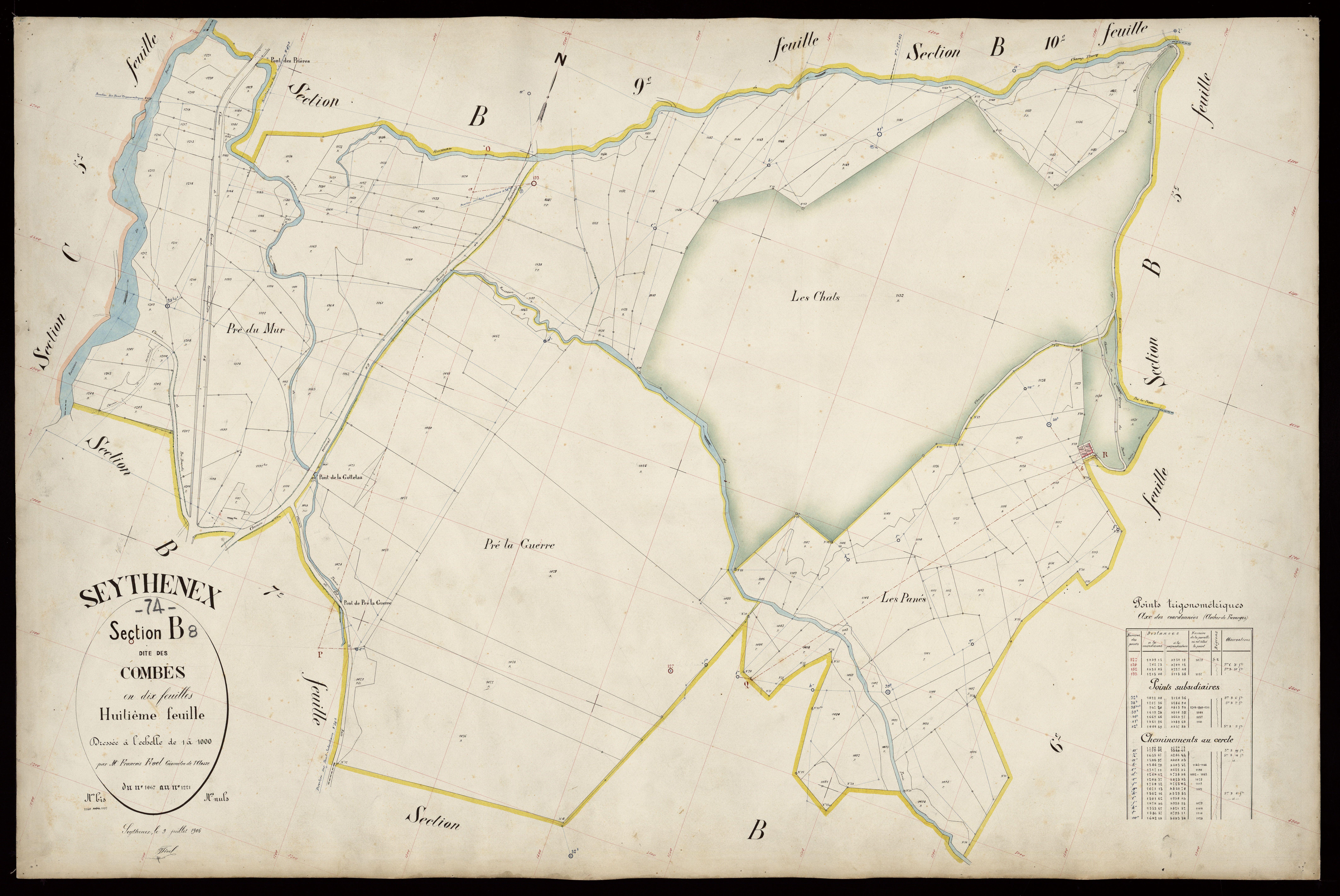 3 P 3 8304 - Feuille n° 9, parcelles n° 1222 à 1537 - 9 juillet 1906