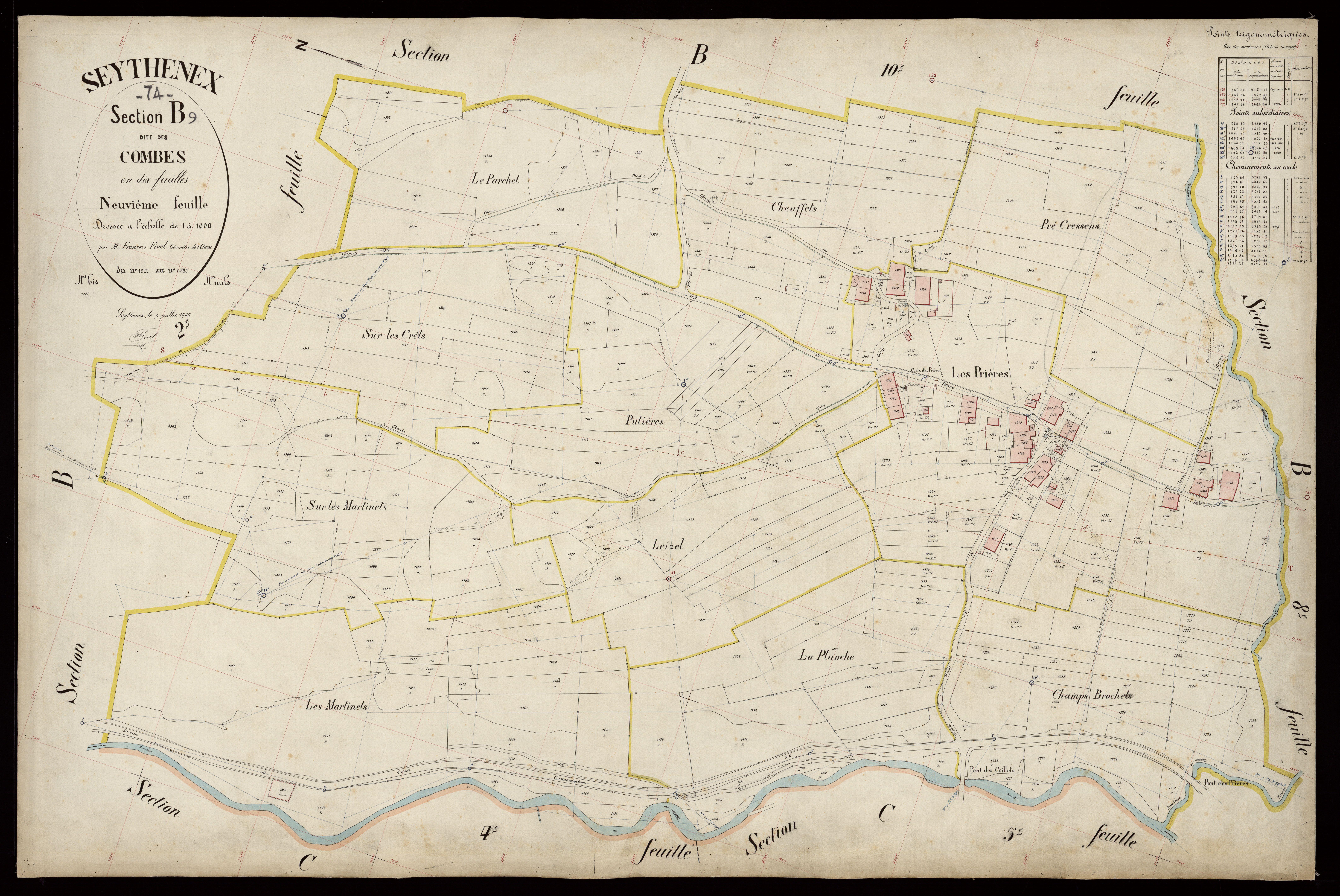 3 P 3 8305 - Feuille n° 10, parcelles n° 1538 à 1824 - 9 juillet 1906