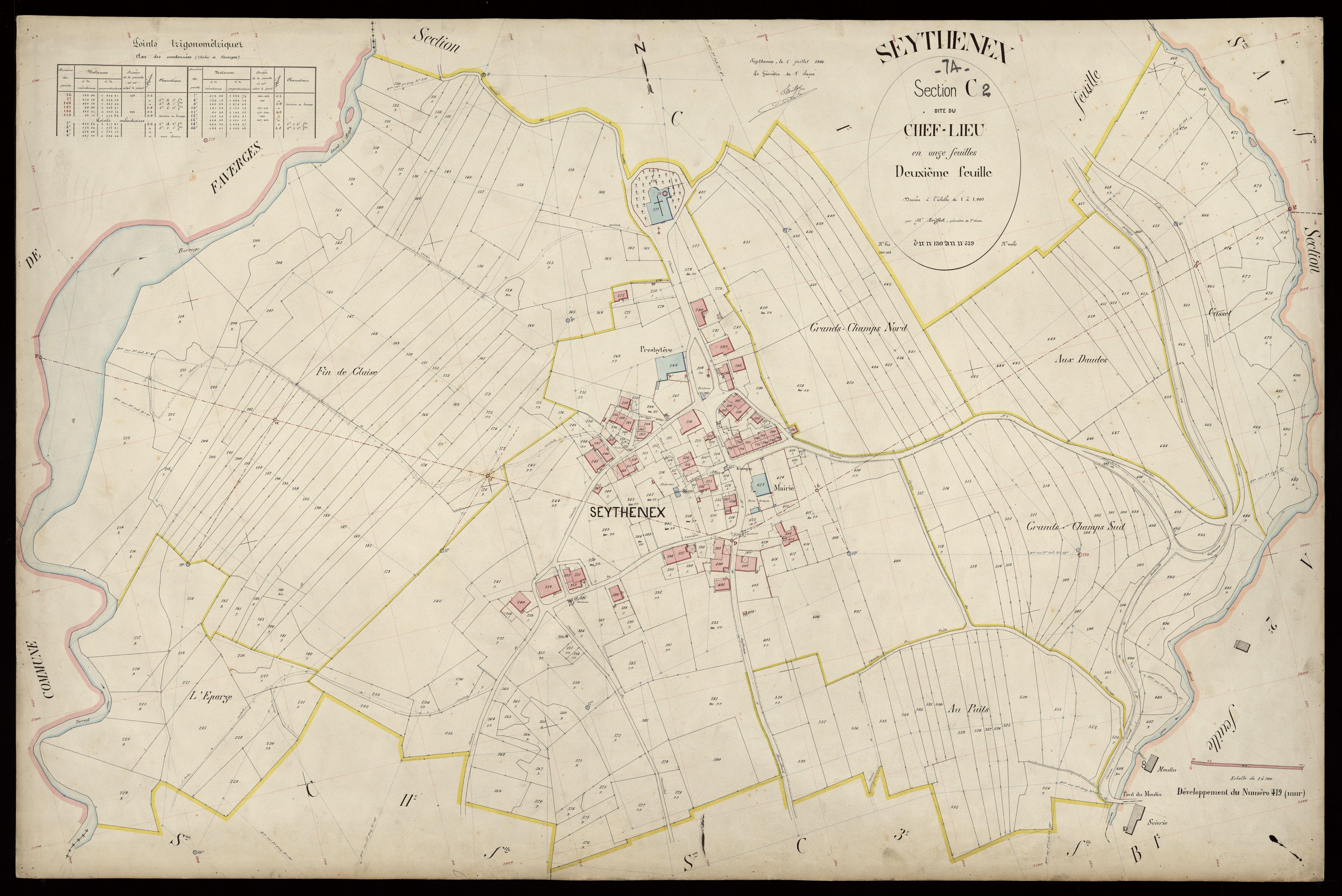 3 P 3 8308 - Feuille n° 3, parcelles n° 540 à 1035 - 2 juillet 1906