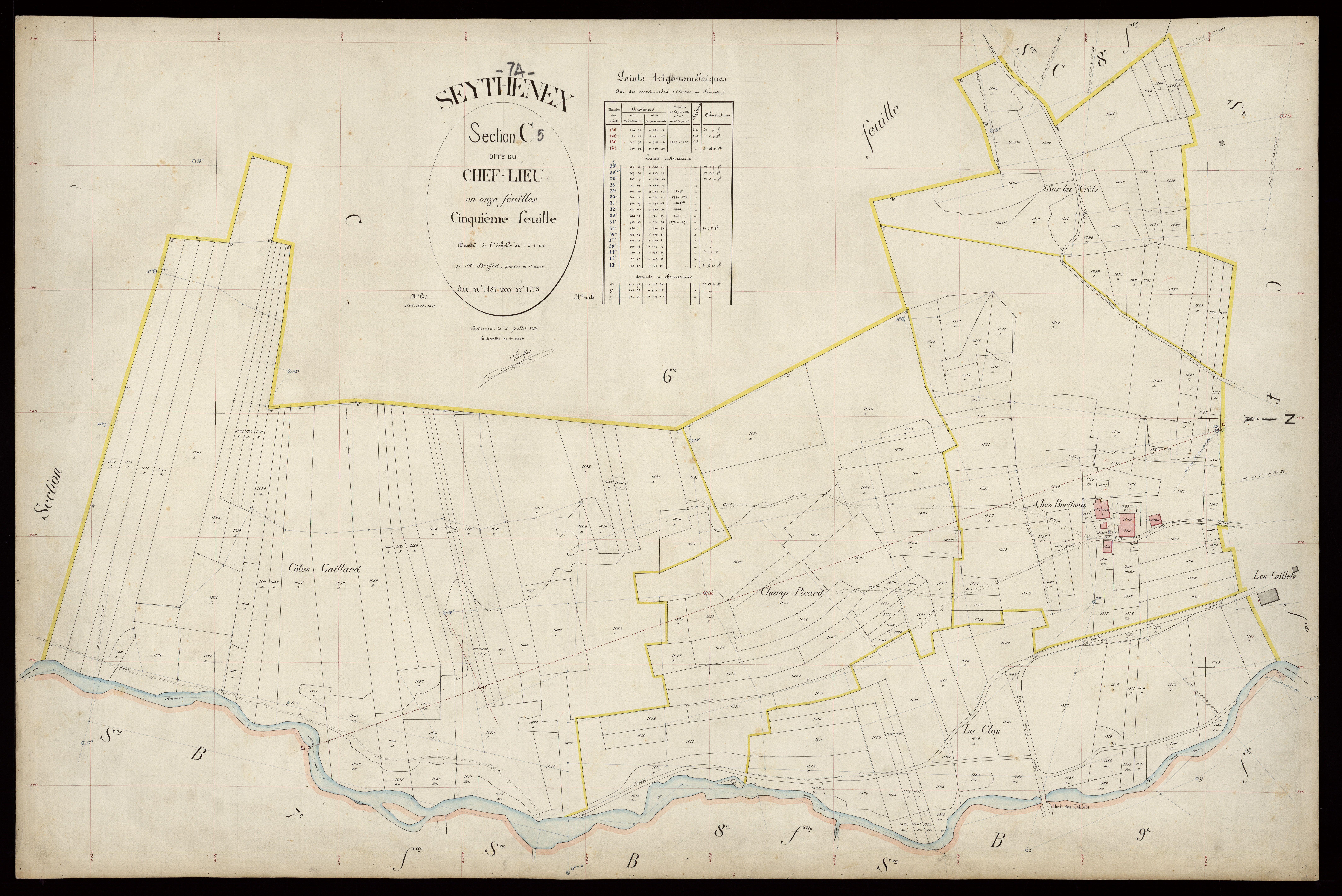 3 P 3 8311 - Feuille n° 6, parcelles n° 1714 à 1733 - 2 juillet 1906