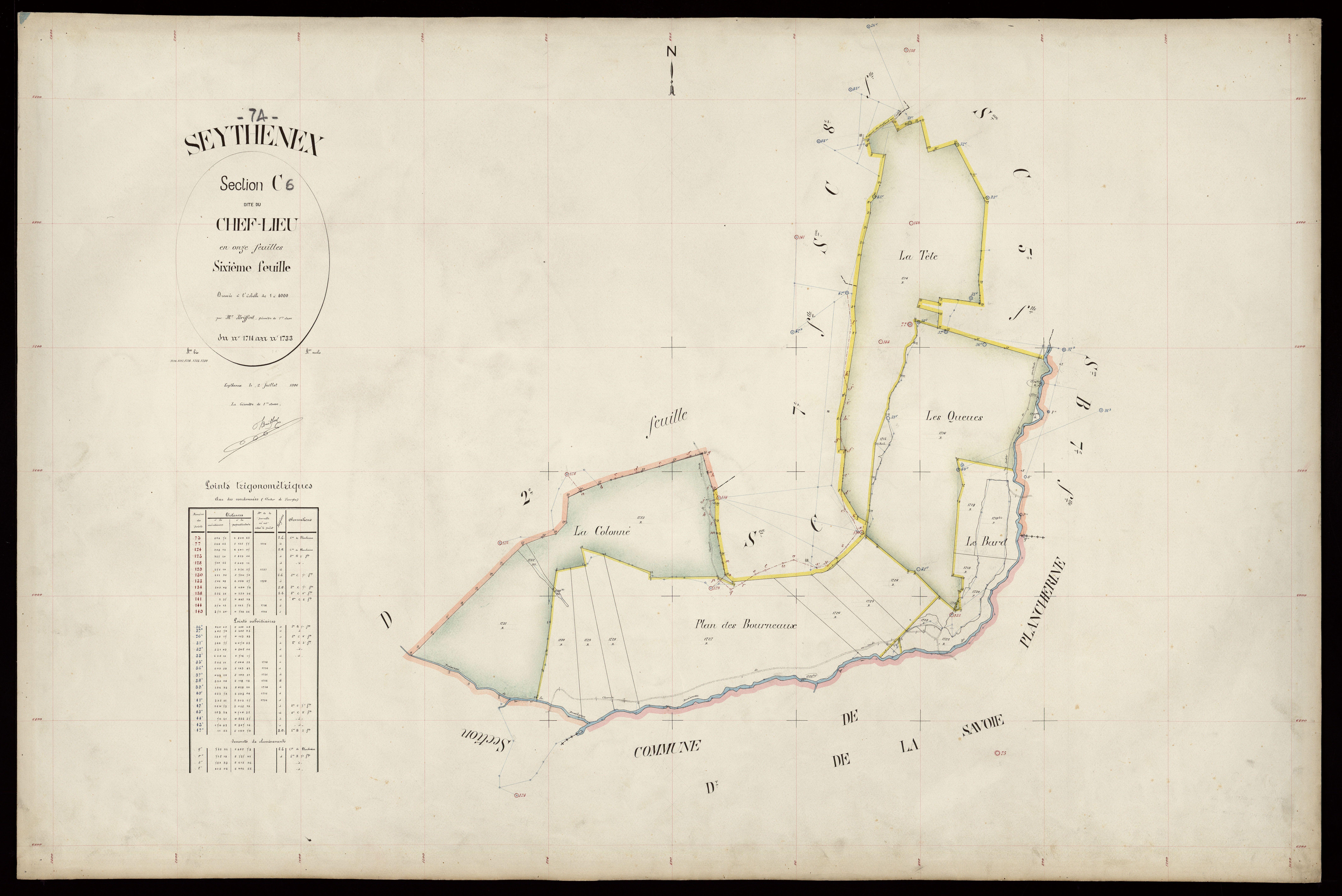 3 P 3 8312 - Feuille n° 7, parcelles n° 1734 à 1913 - 2 juillet 1906