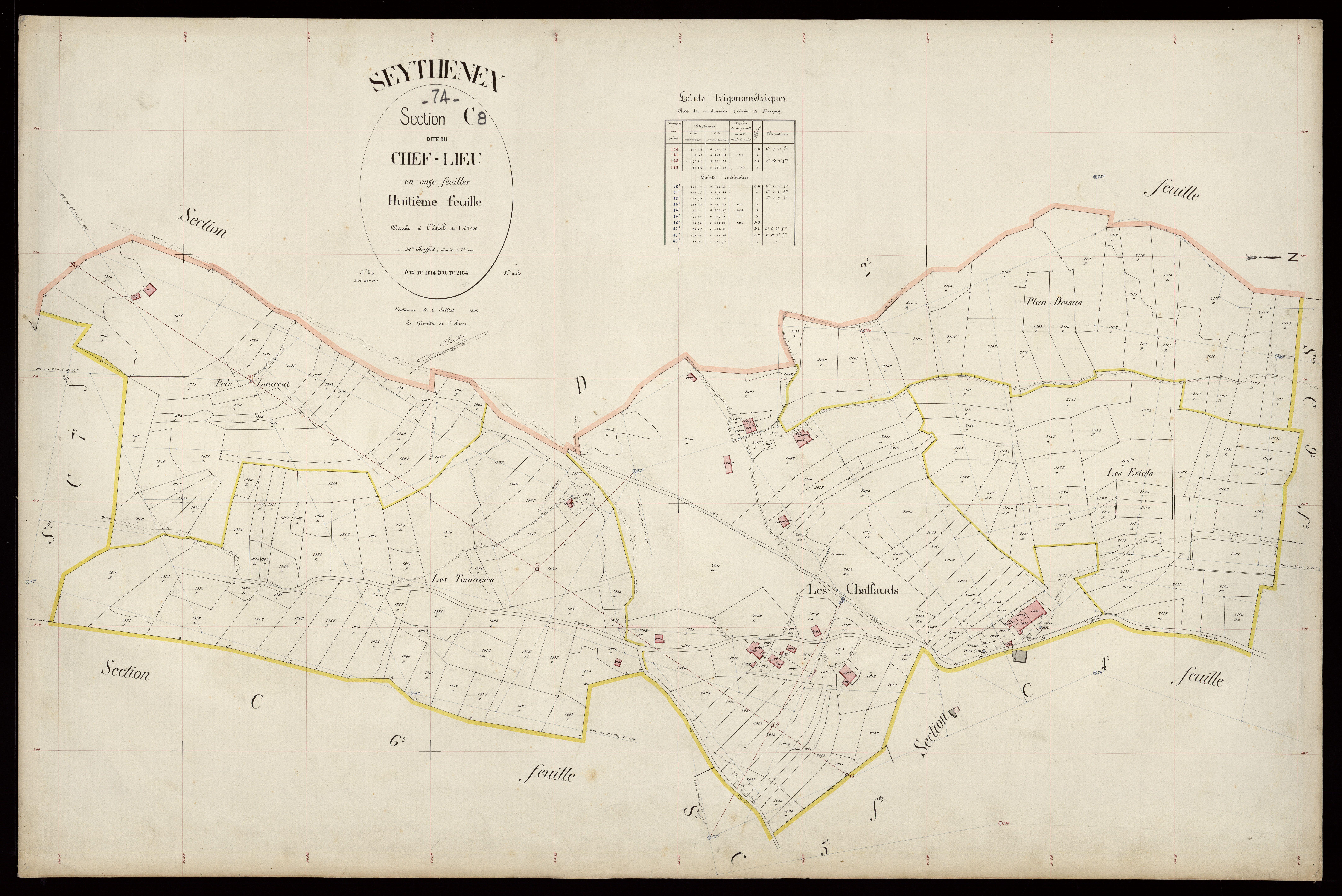 3 P 3 8314 - Feuille n° 9, parcelles n° 2165 à 2468 - 2 juillet 1906