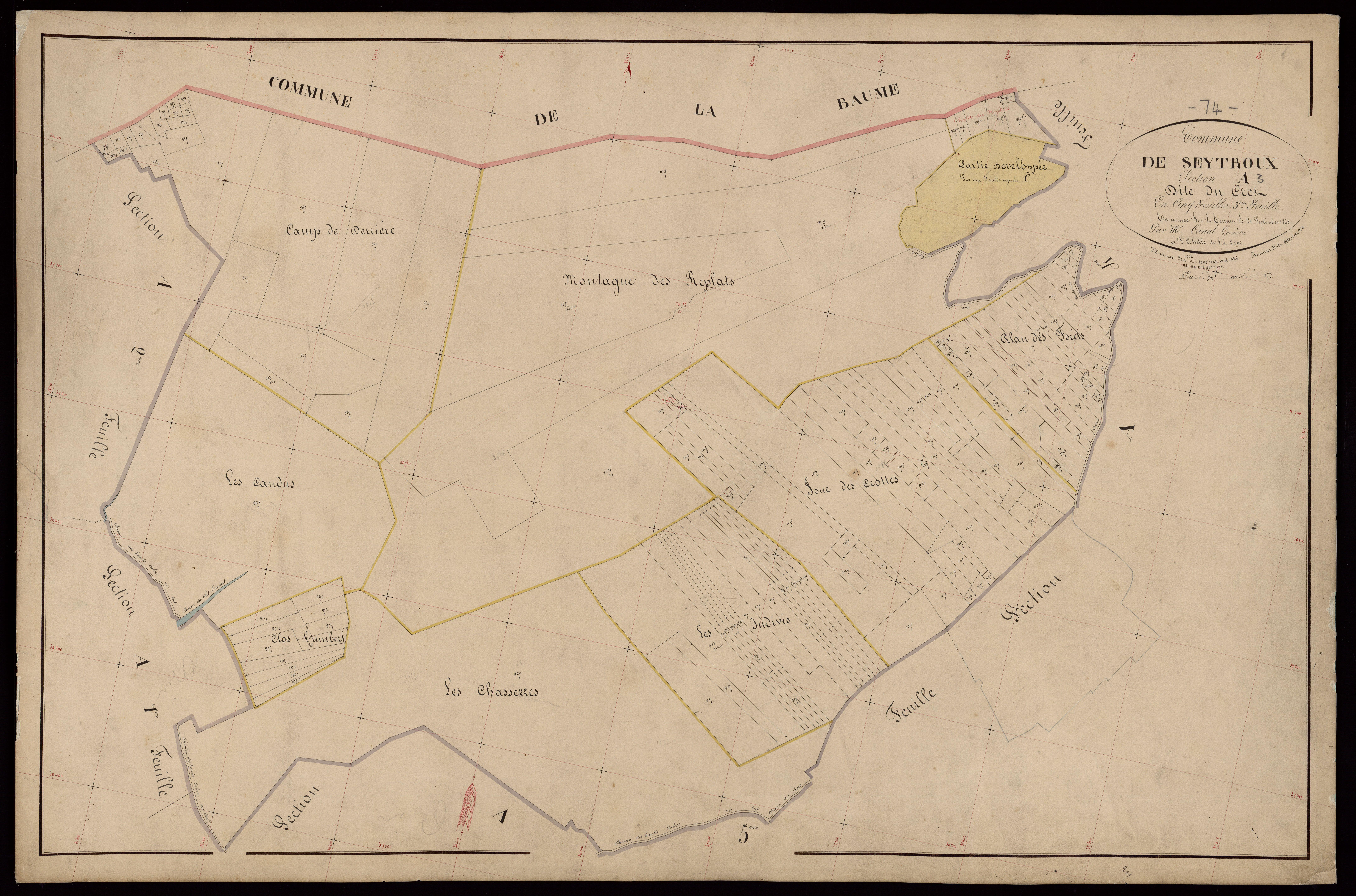 3 P 3 8326 - Feuille n° 4, parcelles n° 1178 à 1900 - 20 mars 1868
