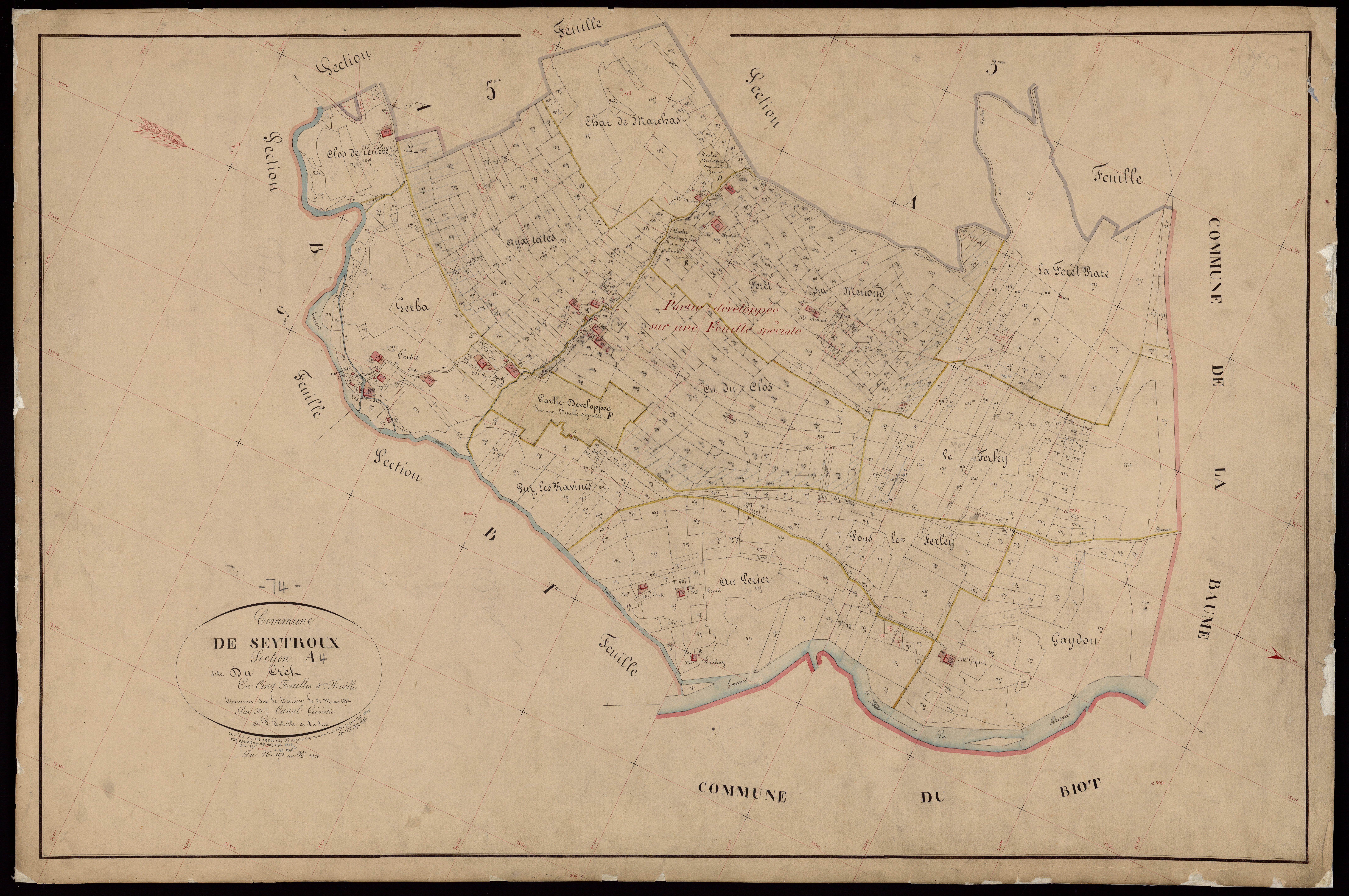 3 P 3 8327 - Feuille n° 4 bis, parcelles n° 1256 à 1855 -