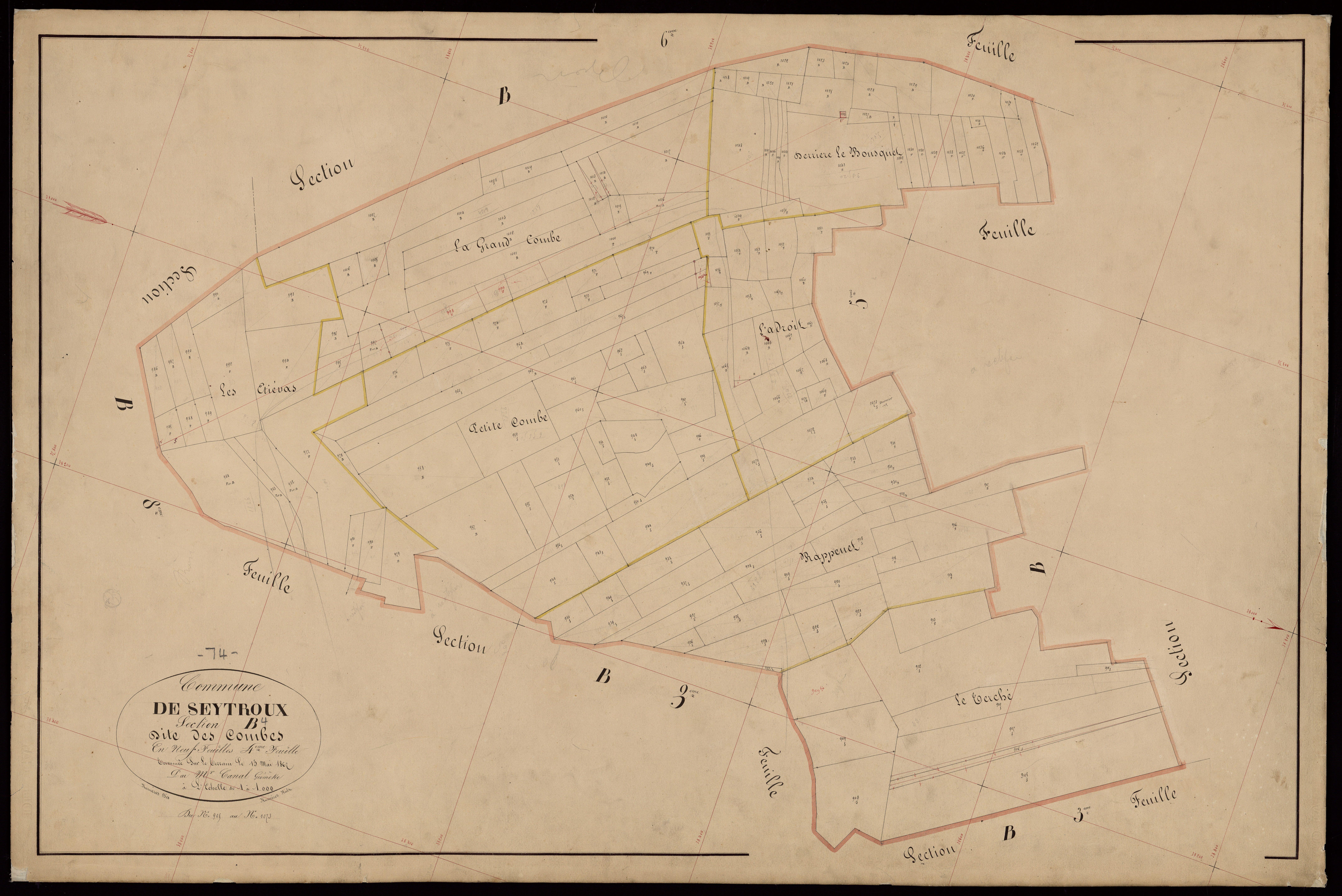 3 P 3 8335 - Feuille n° 5, parcelles n° 1074 à 1513 - 15 juin 1867