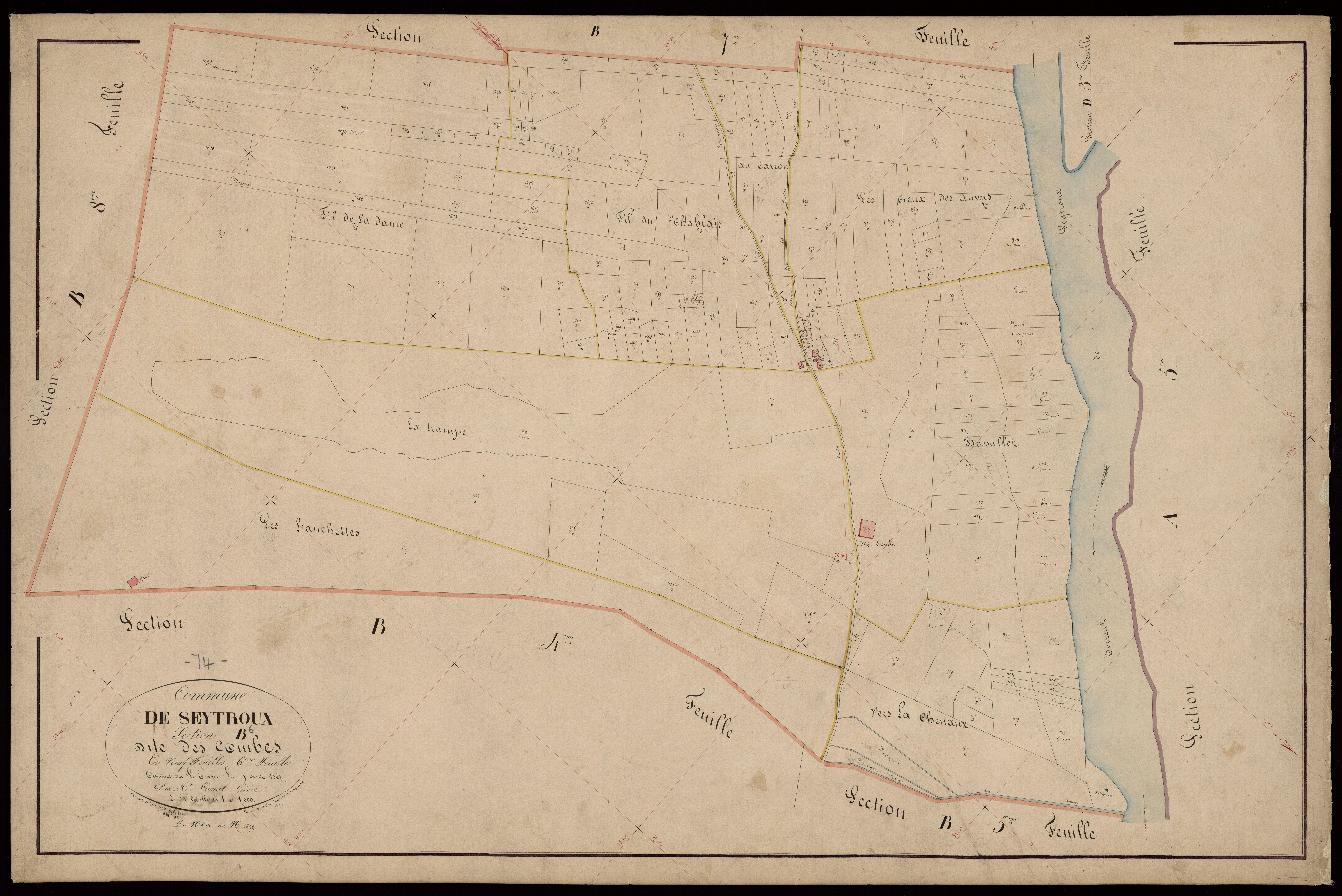 3 P 3 8337 - Feuille n° 7, parcelles n° 1700 à 1806 - 18 octobre 1867