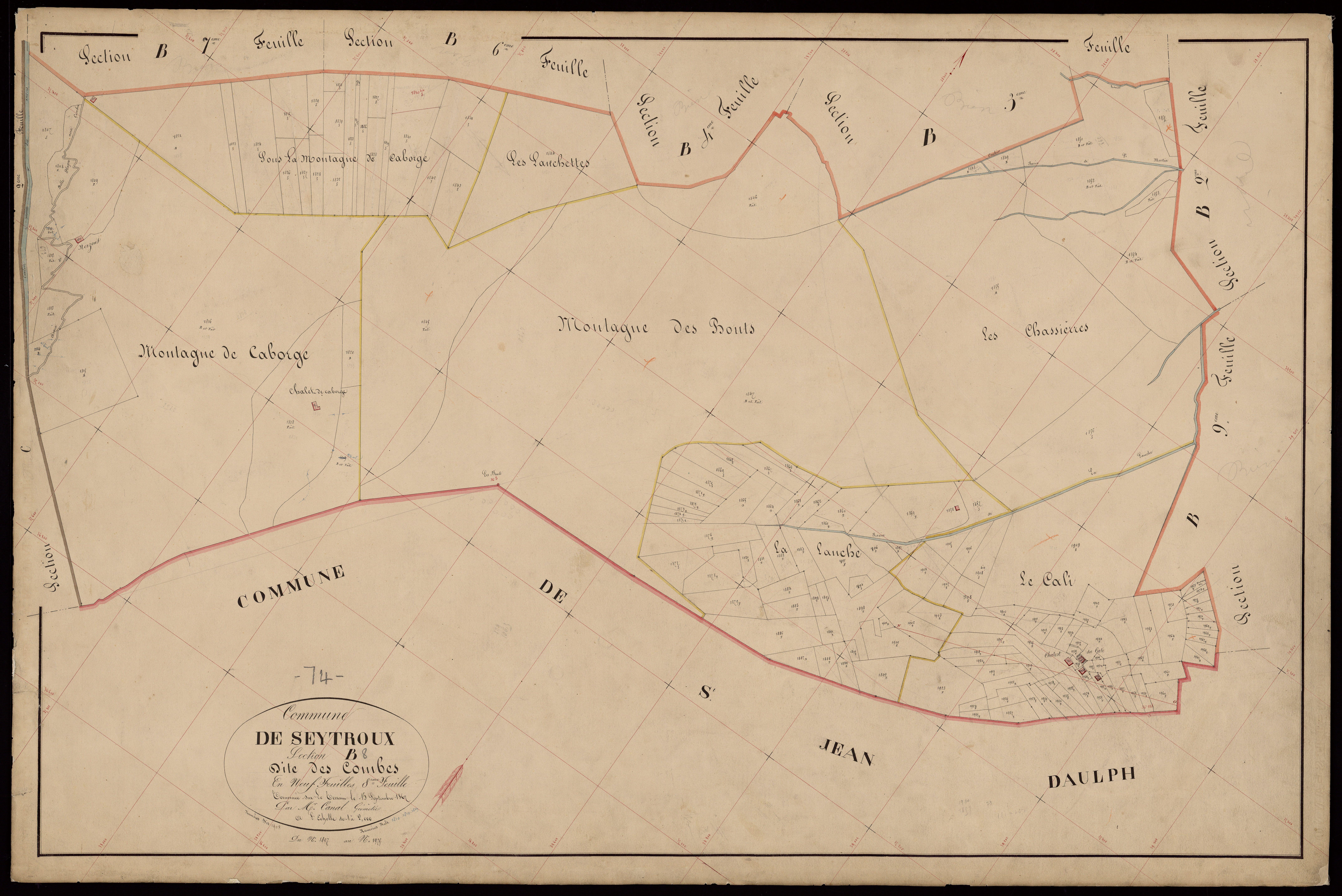 3 P 3 8339 - Feuille n° 9, parcelles n° 1976 à 2128 - 25 avril 1868
