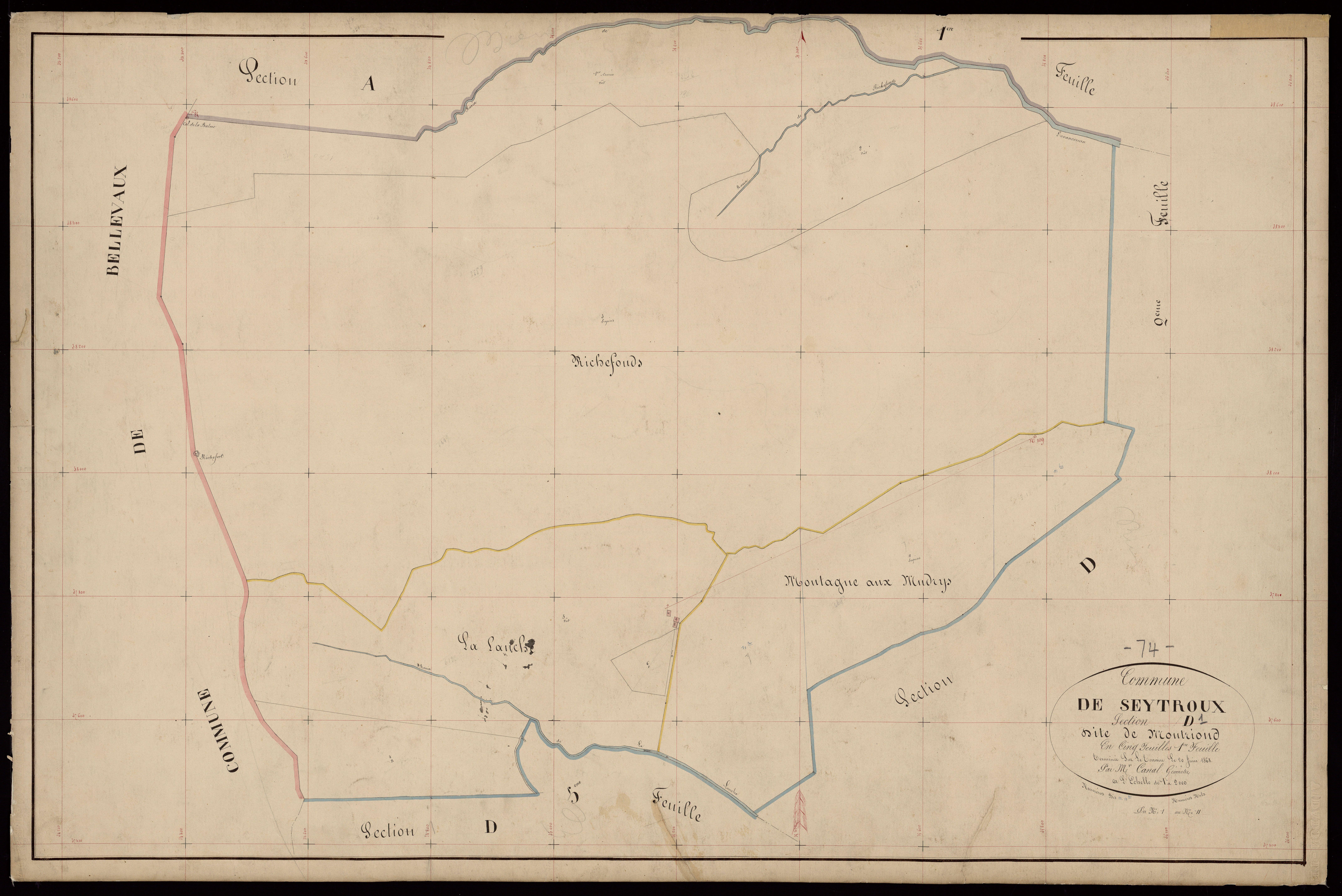 3 P 3 8343 - Feuille n° 2, parcelles n° 12 à 156 - 4 mai 1868