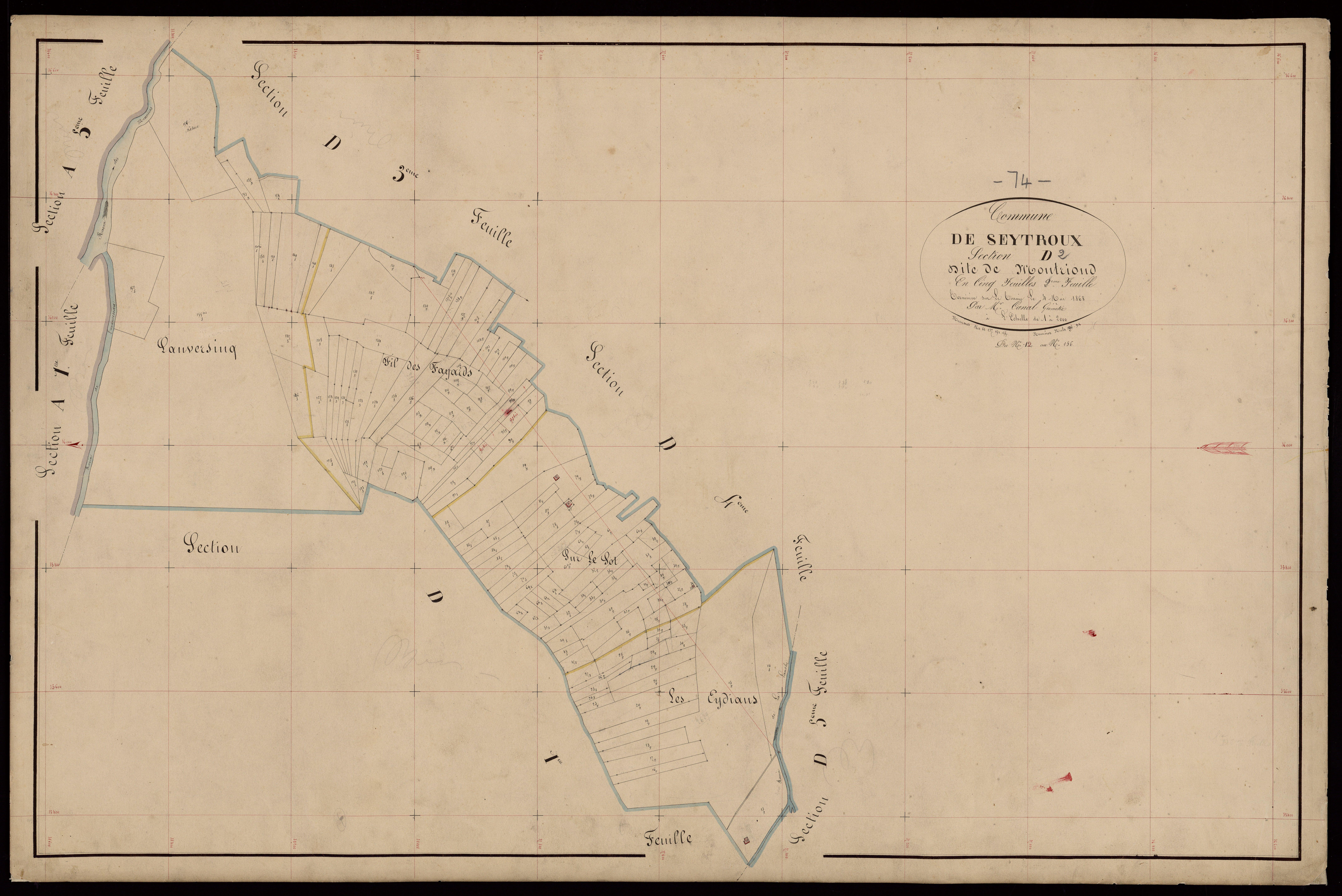 3 P 3 8344 - Feuille n° 3, parcelles n° 157 à 454 - 2 juin 1868