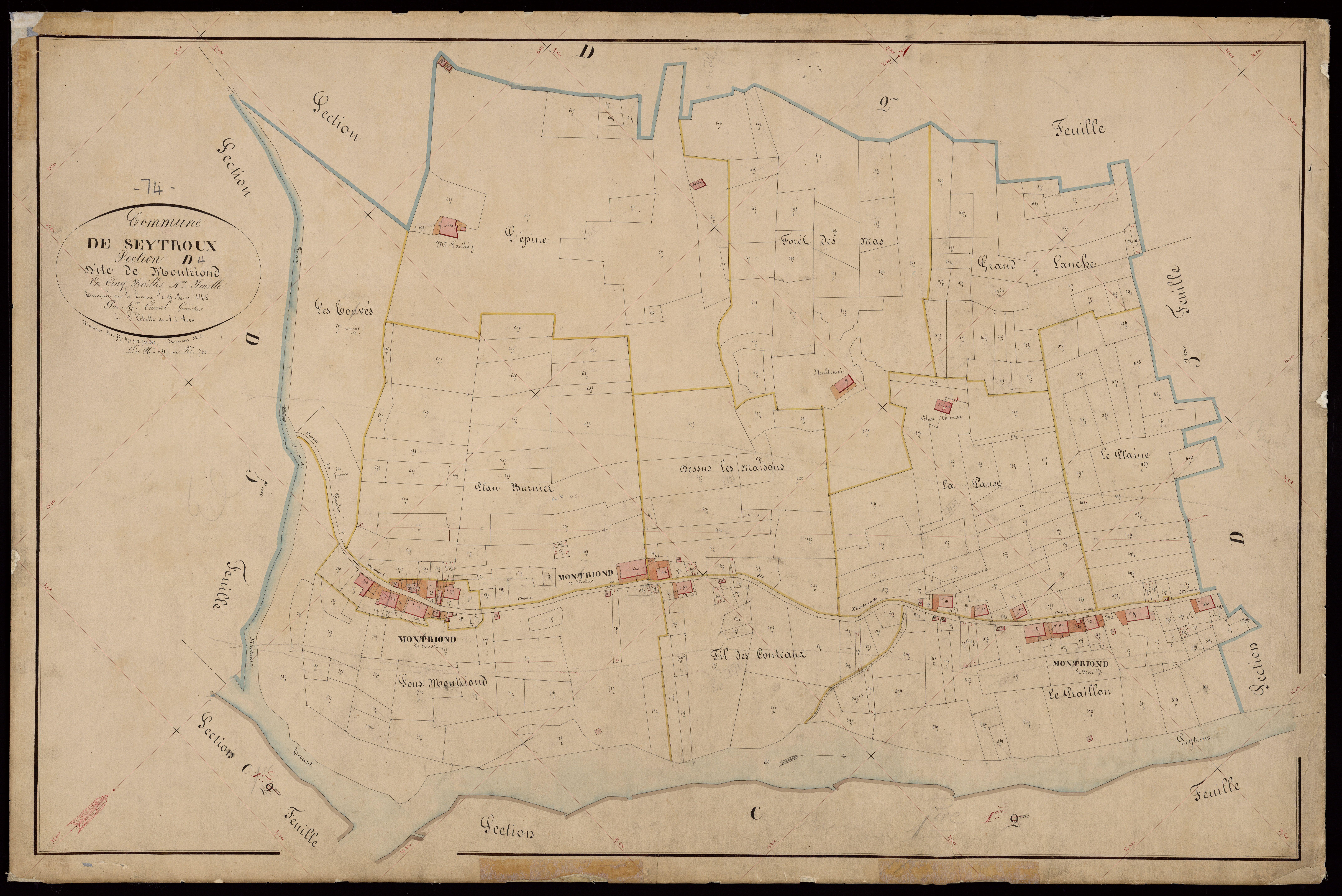 3 P 3 8346 - Feuille n° 5, parcelles n° 762 à 1056 - 1er octobre 1867