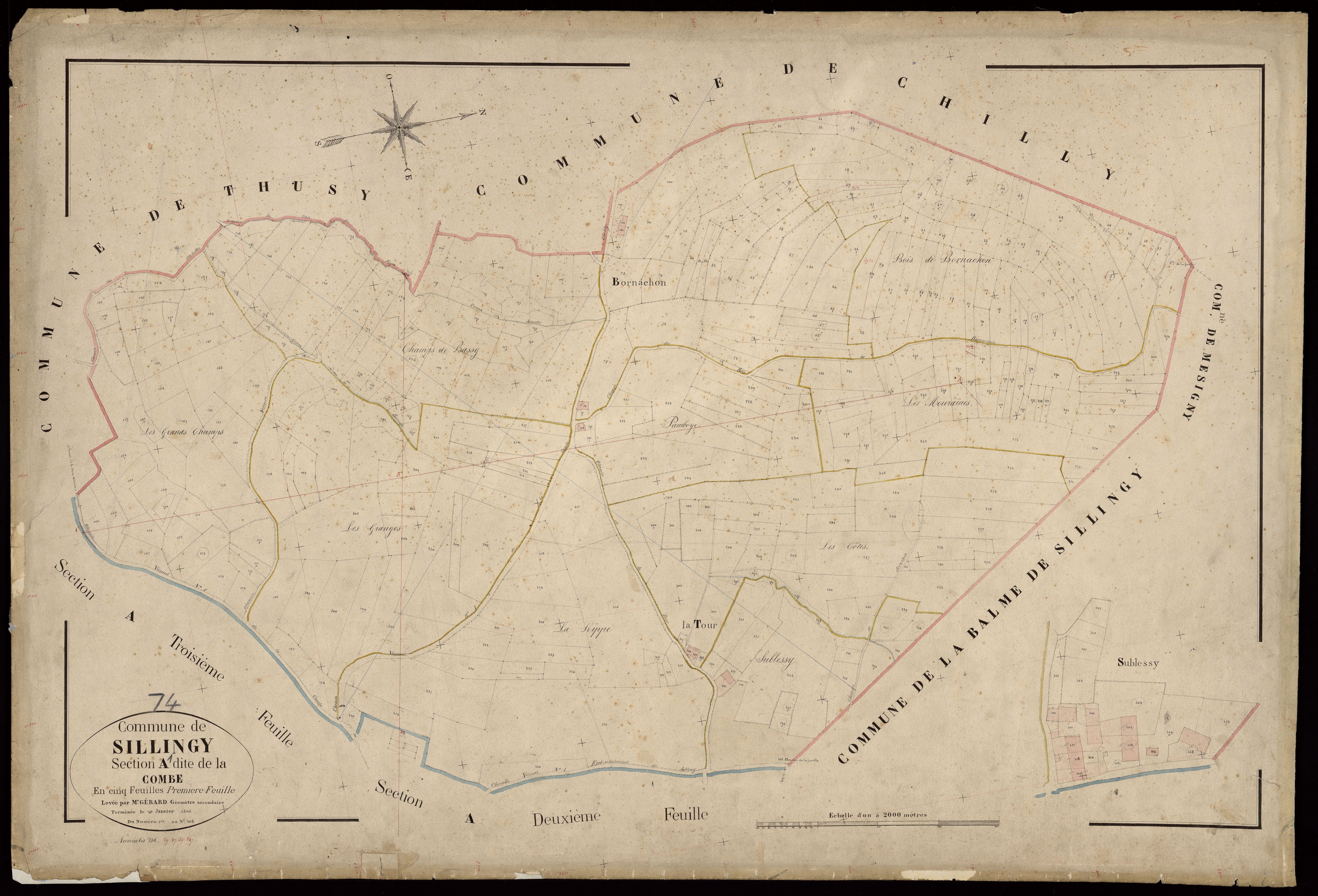 3 P 3 8349 - Feuille n° 2, parcelles n° 369 à 584 - 30 janvier 1866