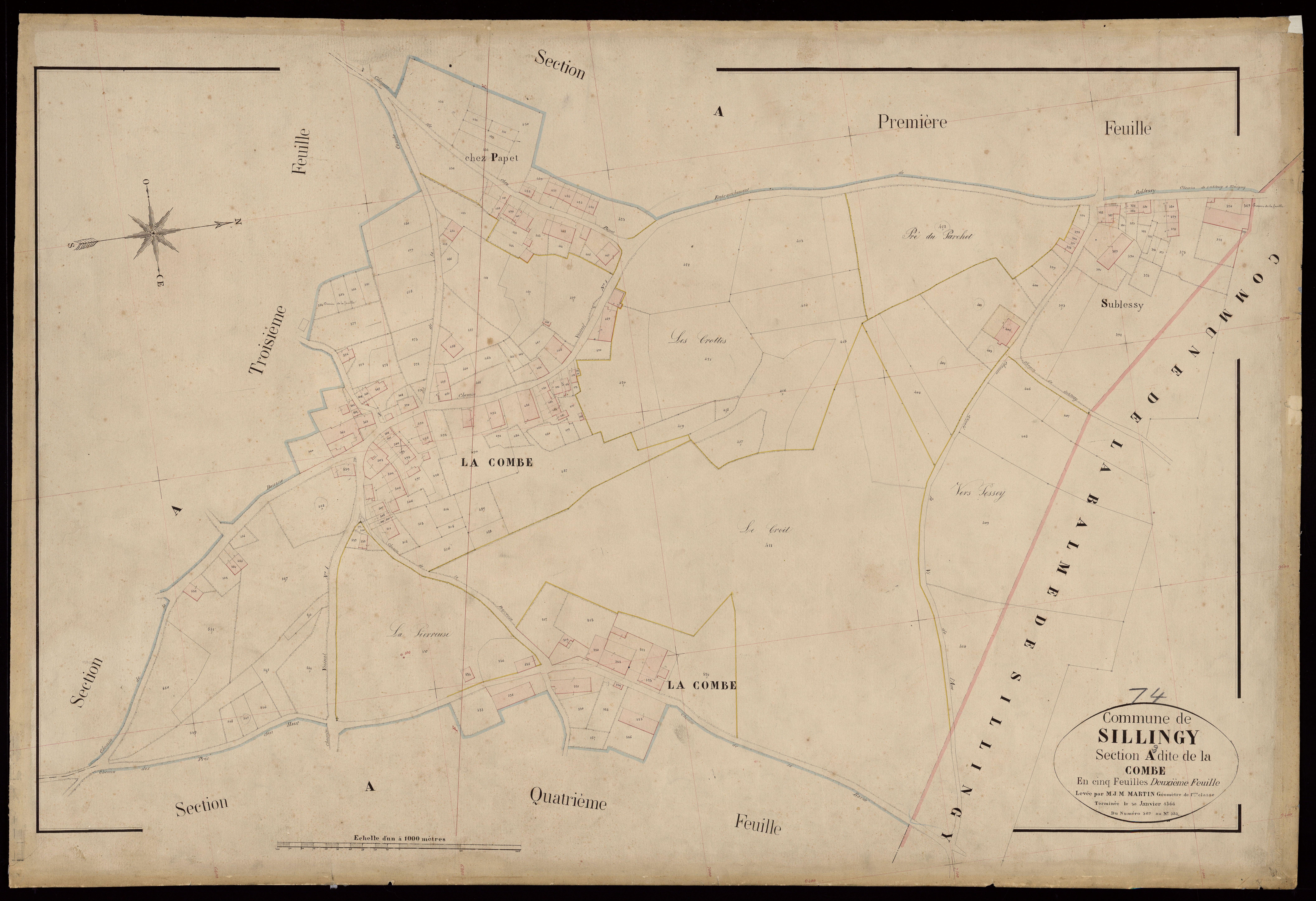 3 P 3 8350 - Feuille n° 3, parcelles n° 585 à 785 - 30 janvier 1866