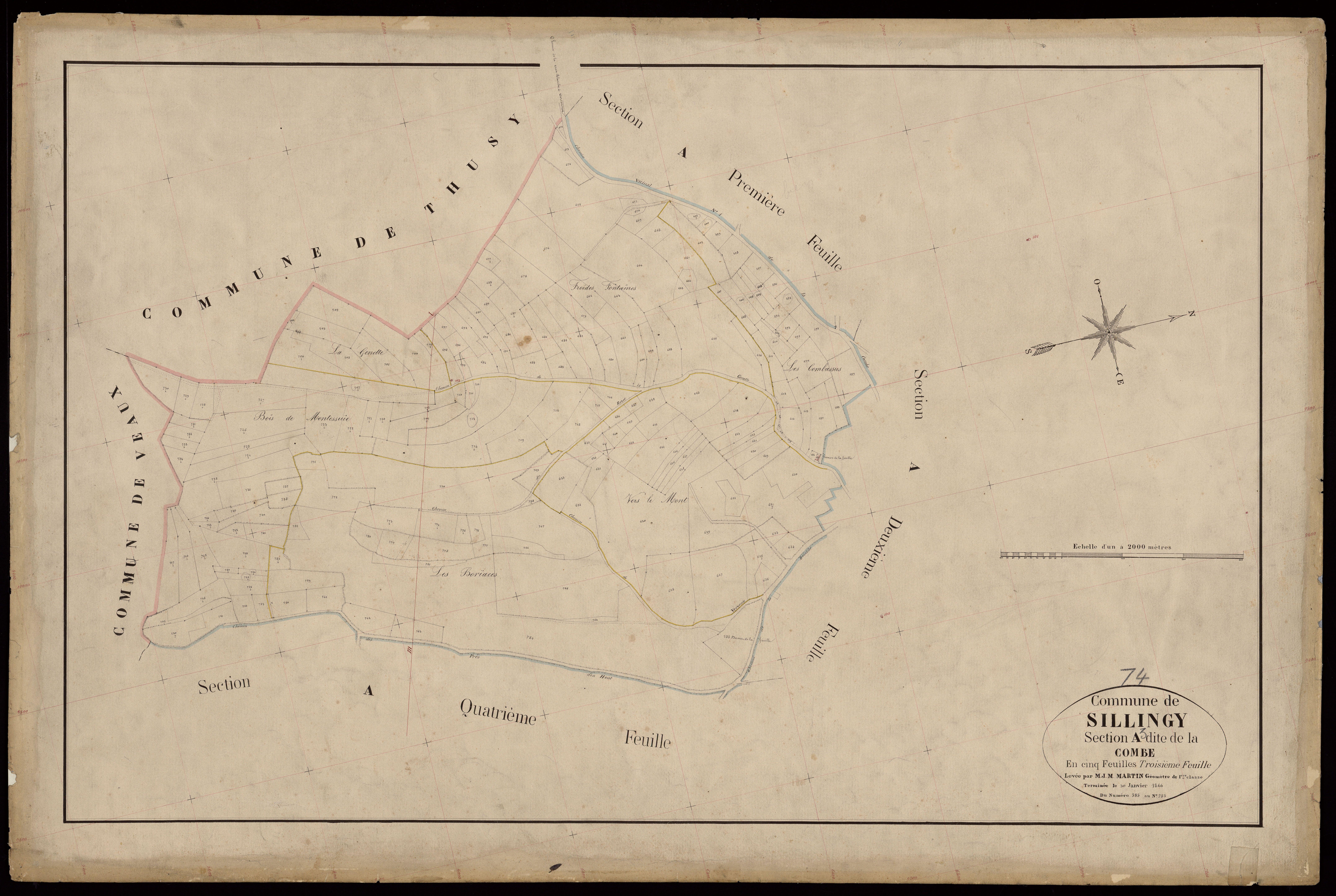 3 P 3 8351 - Feuille n° 4, parcelles n° 786 à 1019 - 30 janvier 1866