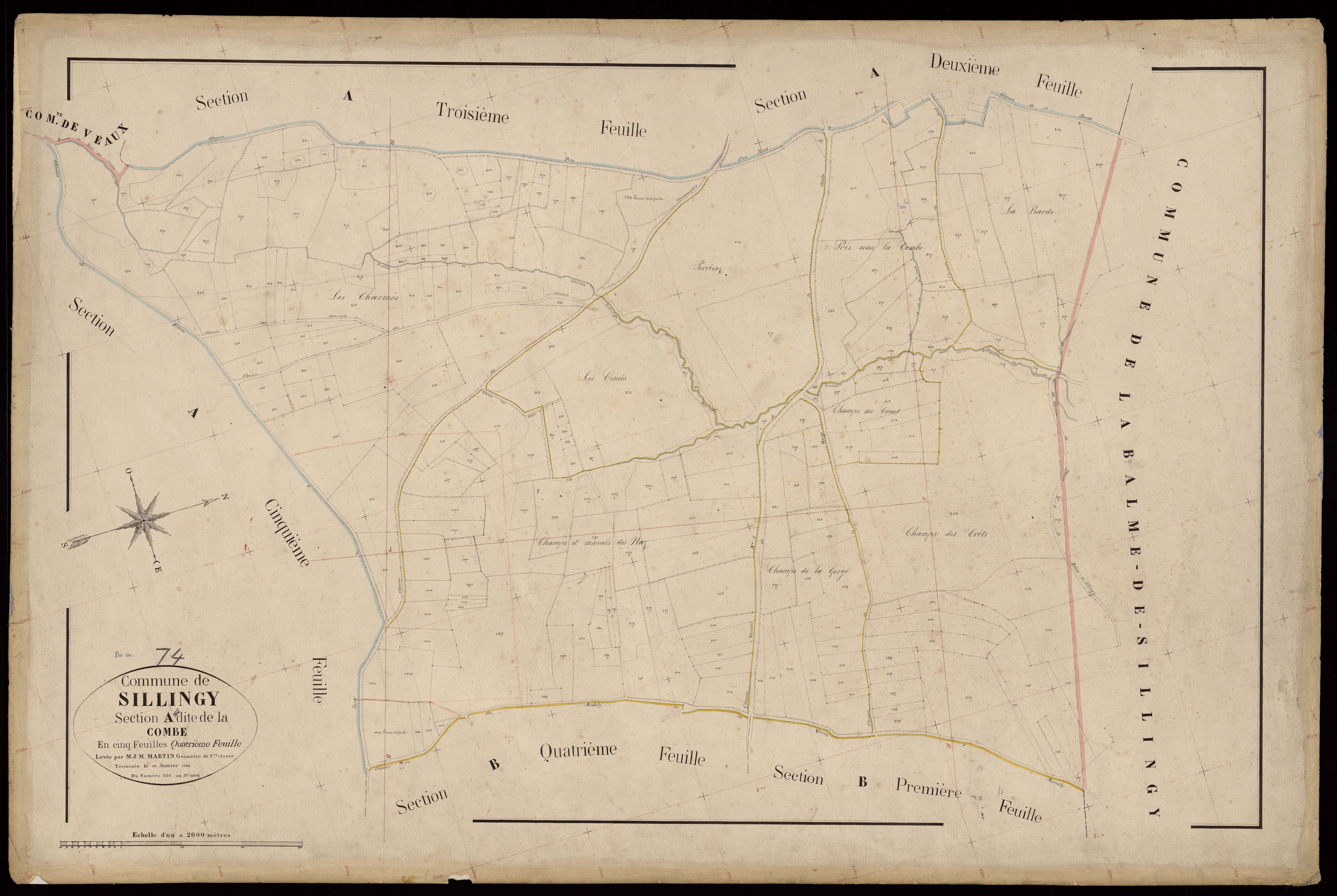 3 P 3 8352 - Feuille n° 5, parcelles n° 1020 à 1144 - 30 janvier 1866