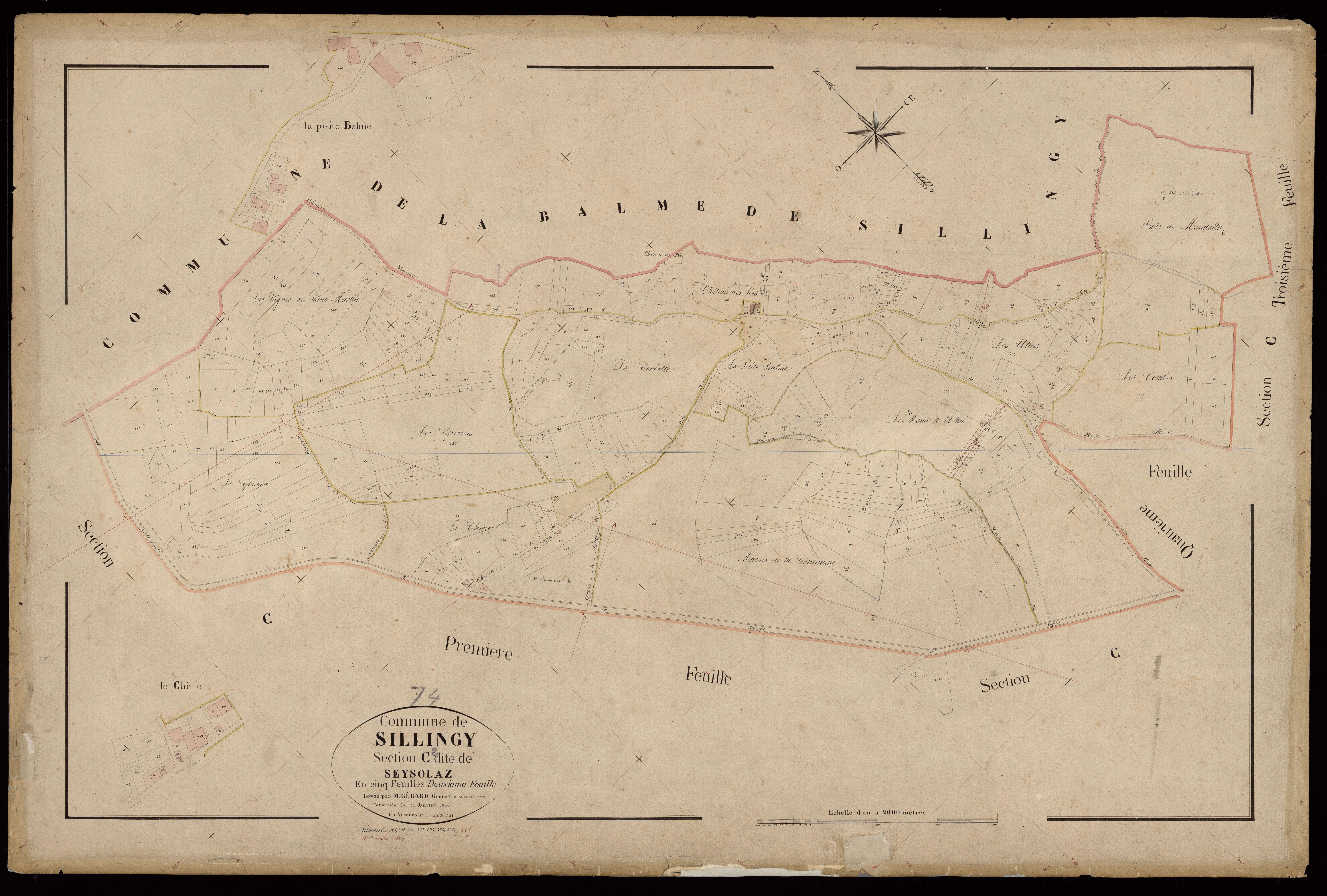 3 P 3 8359 - Feuille n° 3, parcelles n° 452 à 781 - 30 janvier 1866