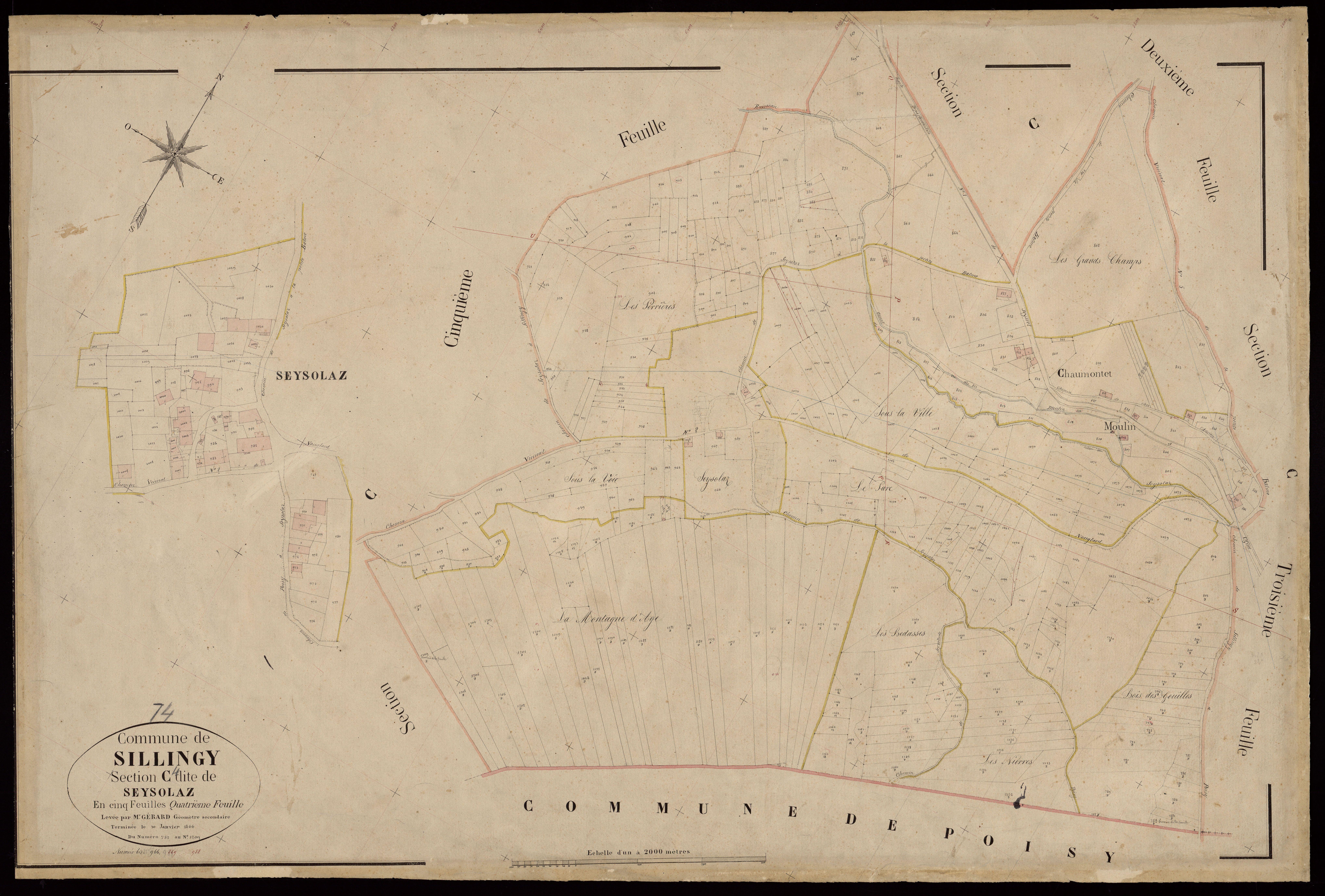 3 P 3 8361 - Feuille n° 5, parcelles n° 1210 à 1564 - 30 janvier 1866