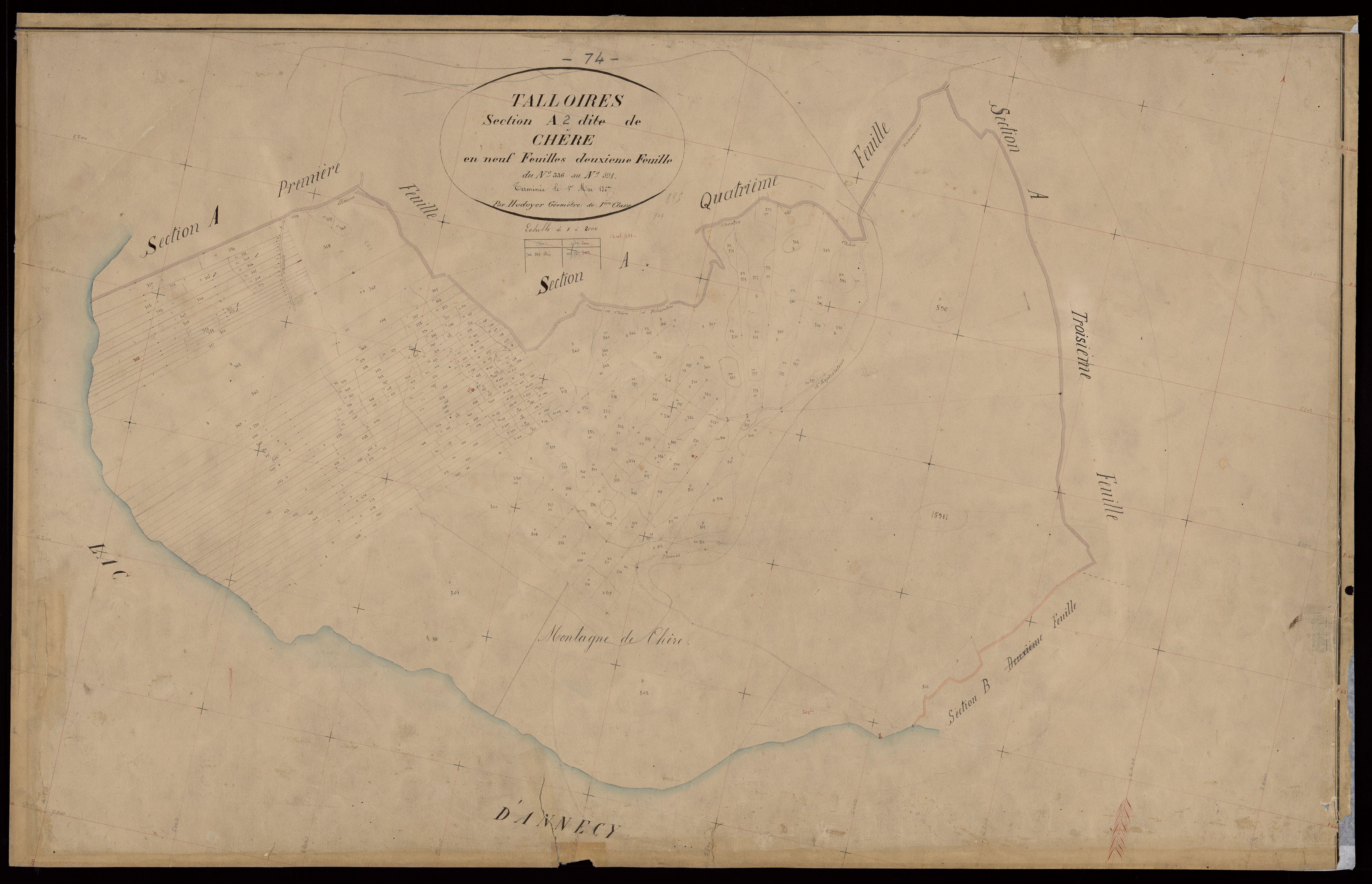 3 P 3 8441 - Feuille n° 3, parcelles n° 592 à 824 - 1er mai 1867
