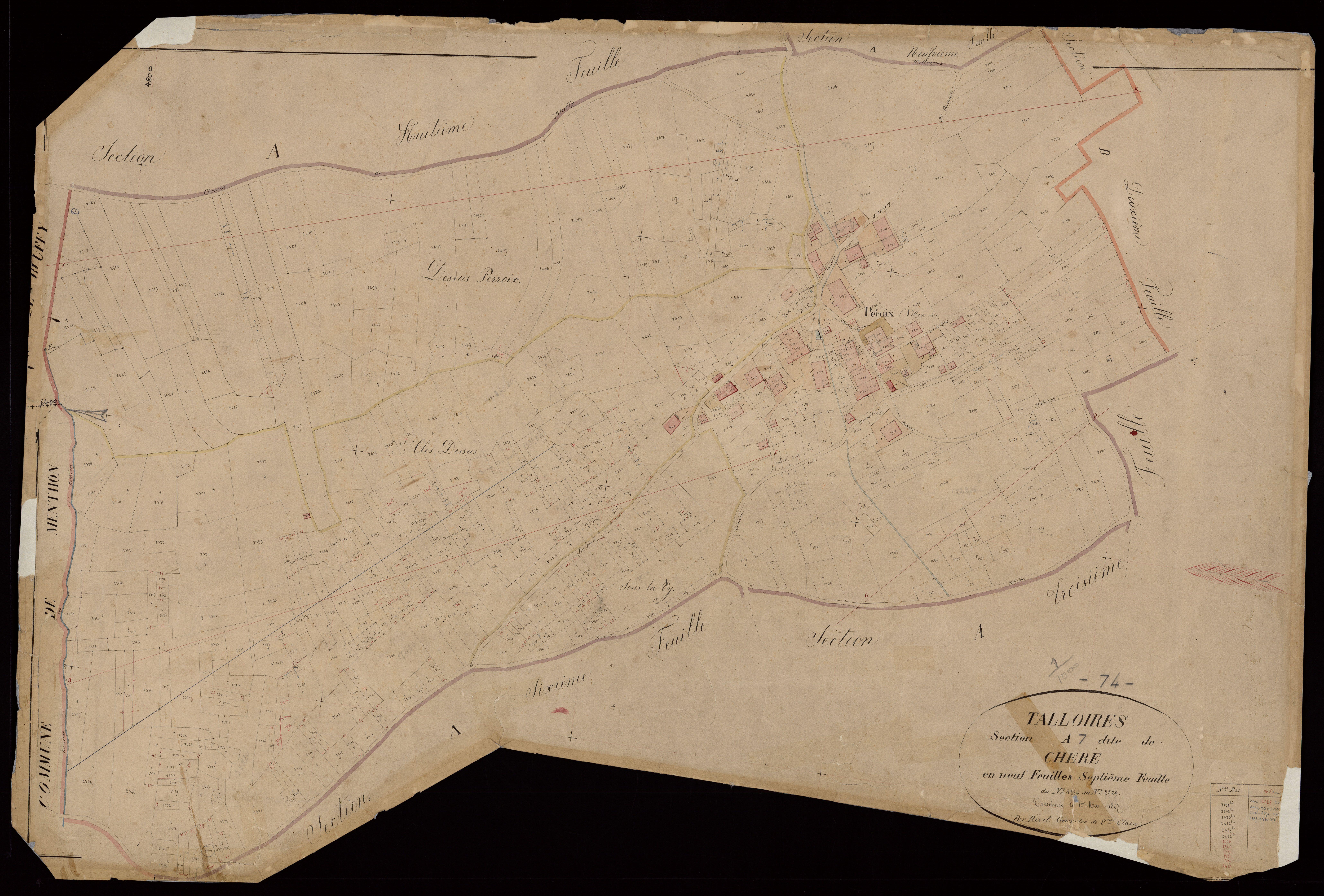 3 P 3 8446 - Feuille n° 8, parcelles n° 2530 à 2660 - 1er mai 1867
