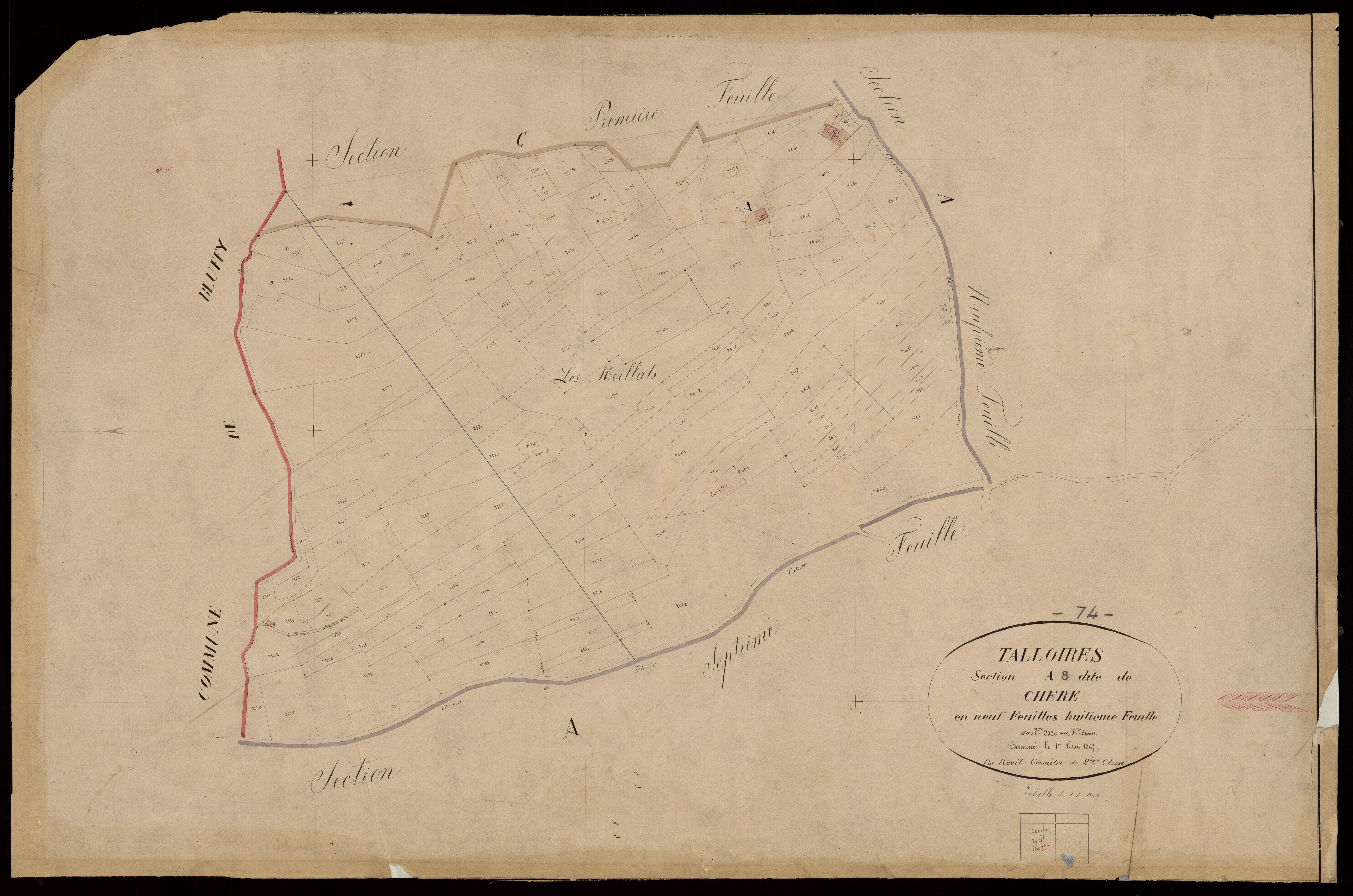 3 P 3 8447 - Feuille n° 9, parcelles n° 2661 à 2889 - 1er mai 1867