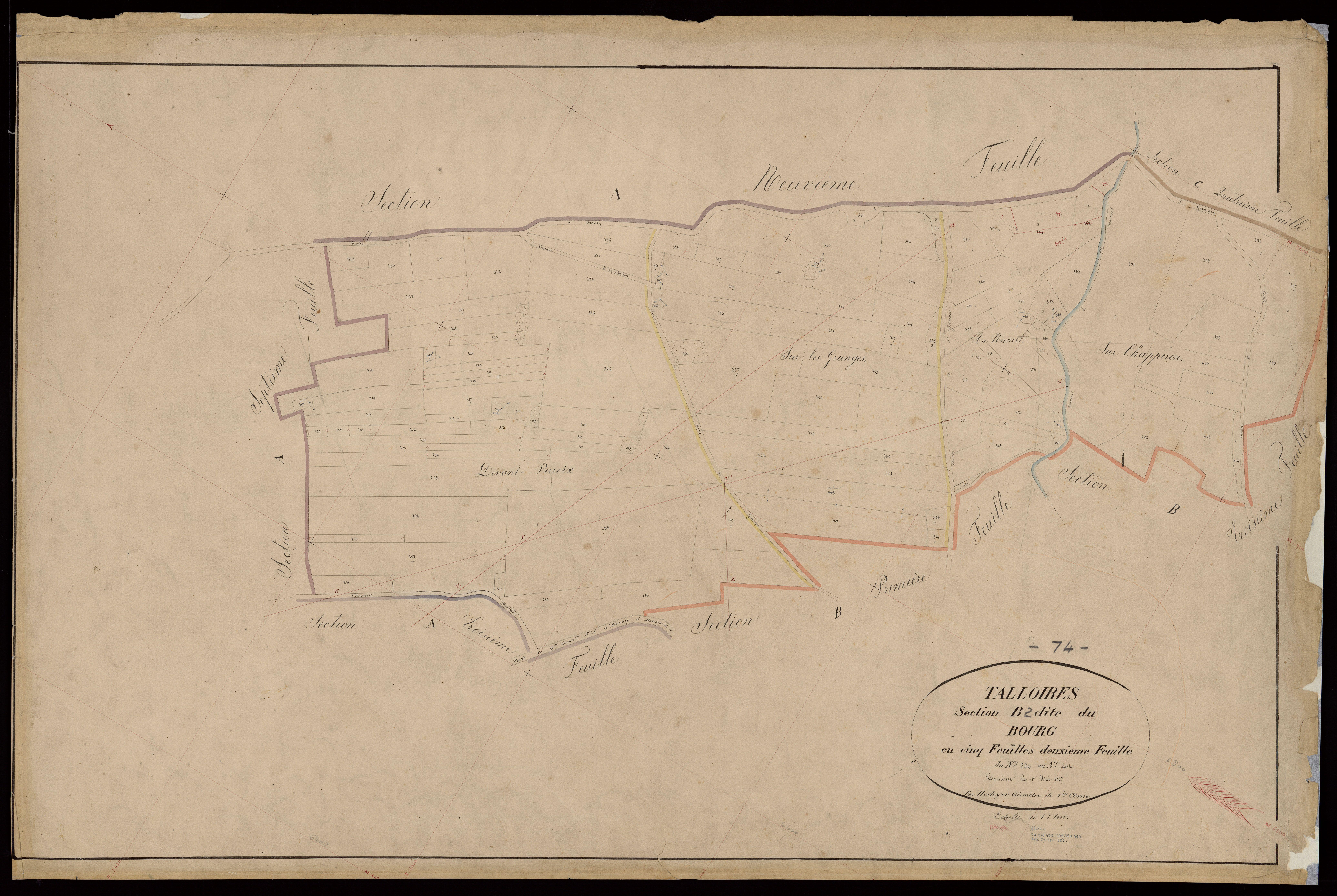 3 P 3 8450 - Feuille n° 3, parcelles n° 405 à 816 - 1er mai 1867