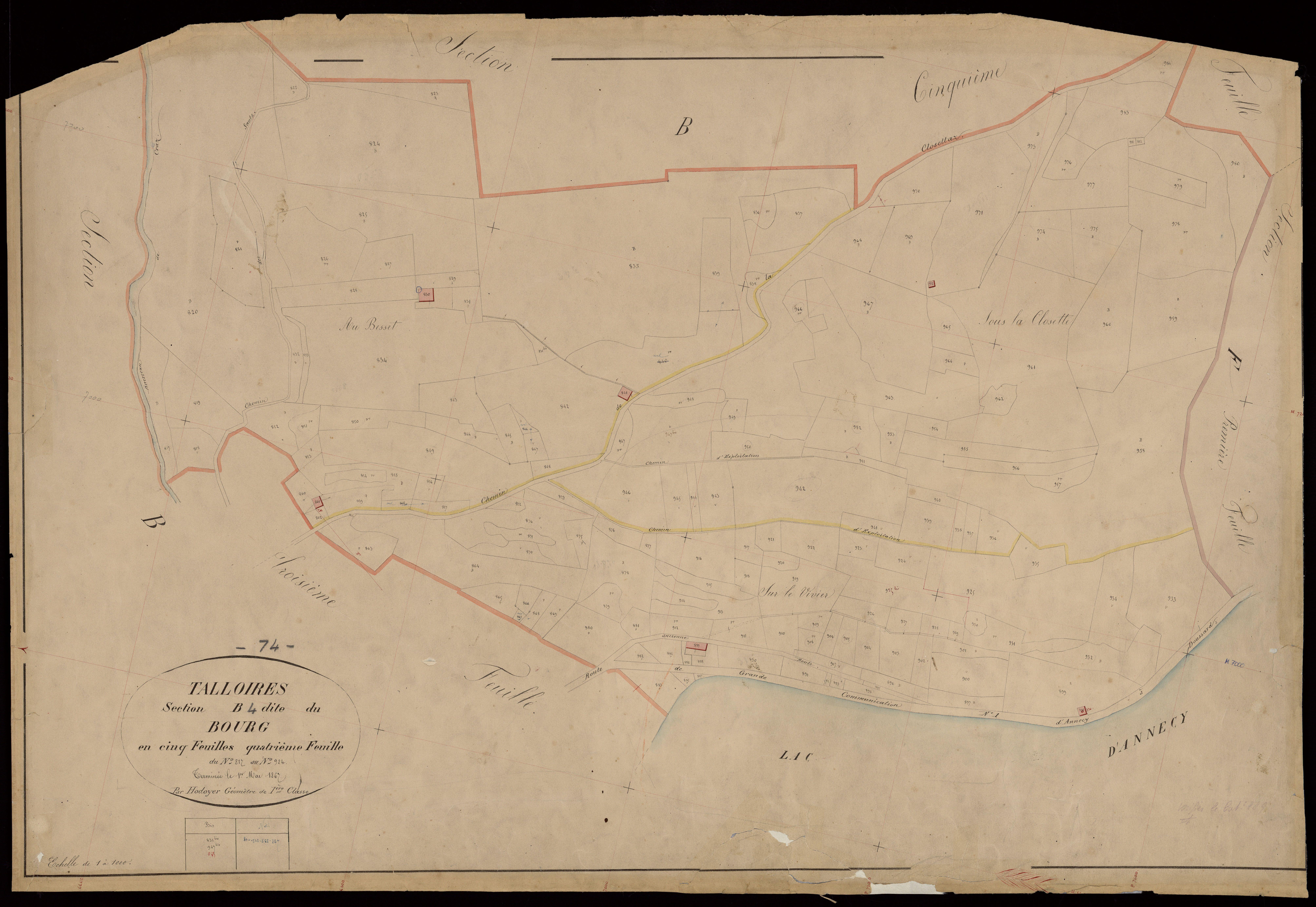 3 P 3 8452 - Feuille n° 5, parcelles n° 985 à 1021bis - 1er mai 1867