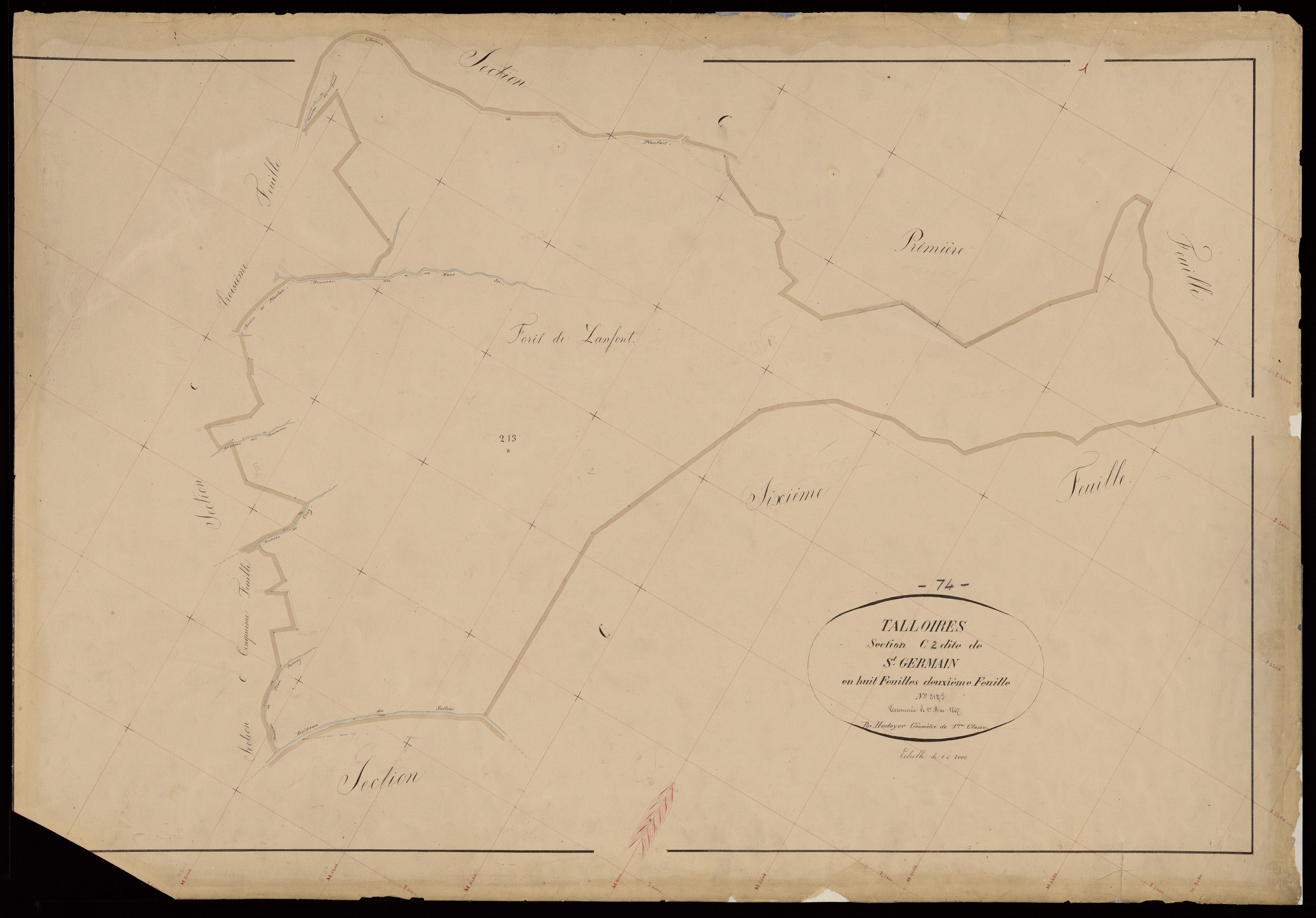3 P 3 8455 - Feuille n° 3, parcelles n° 214 à 365 - 1er mai 1867